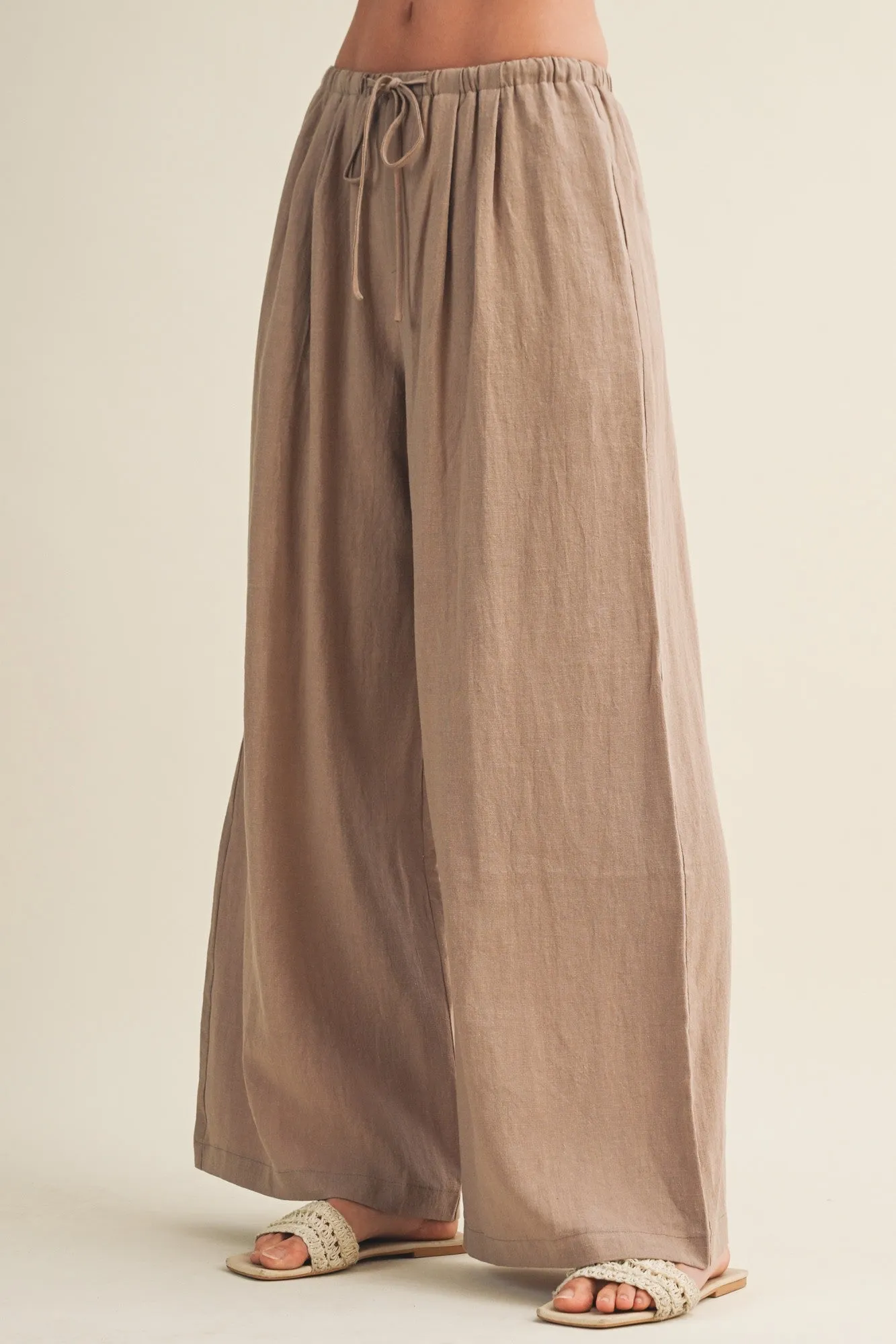 Mocha Drawstring Wide Leg Pants sold by Pinkblush product image thumbnail 3