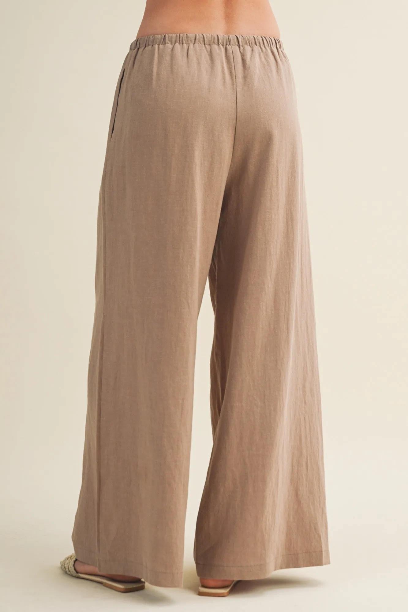 Mocha Drawstring Wide Leg Pants sold by Pinkblush product image thumbnail 4