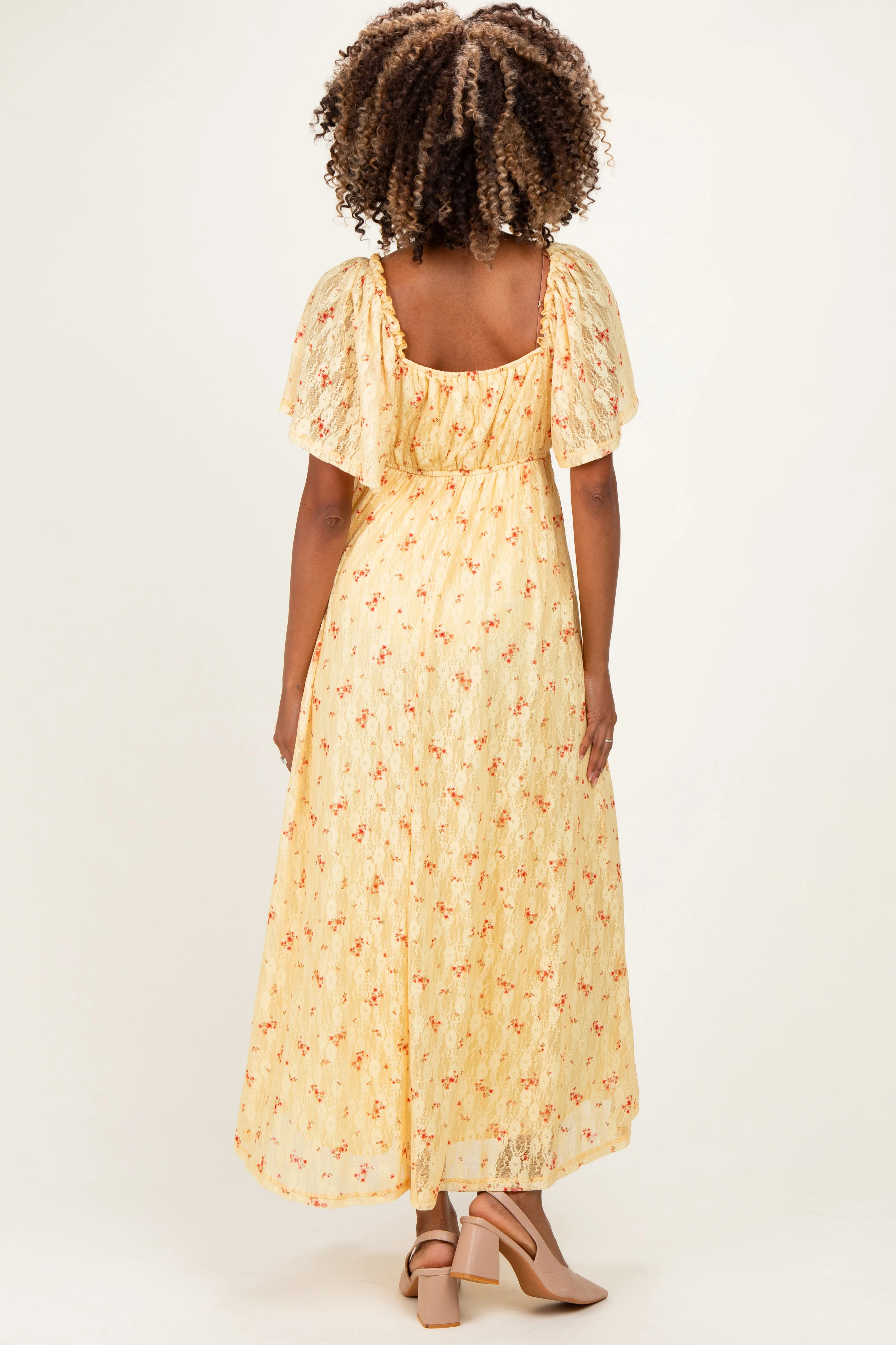 Yellow Floral Lace Maternity Maxi Dress sold by Pinkblush product image thumbnail 3