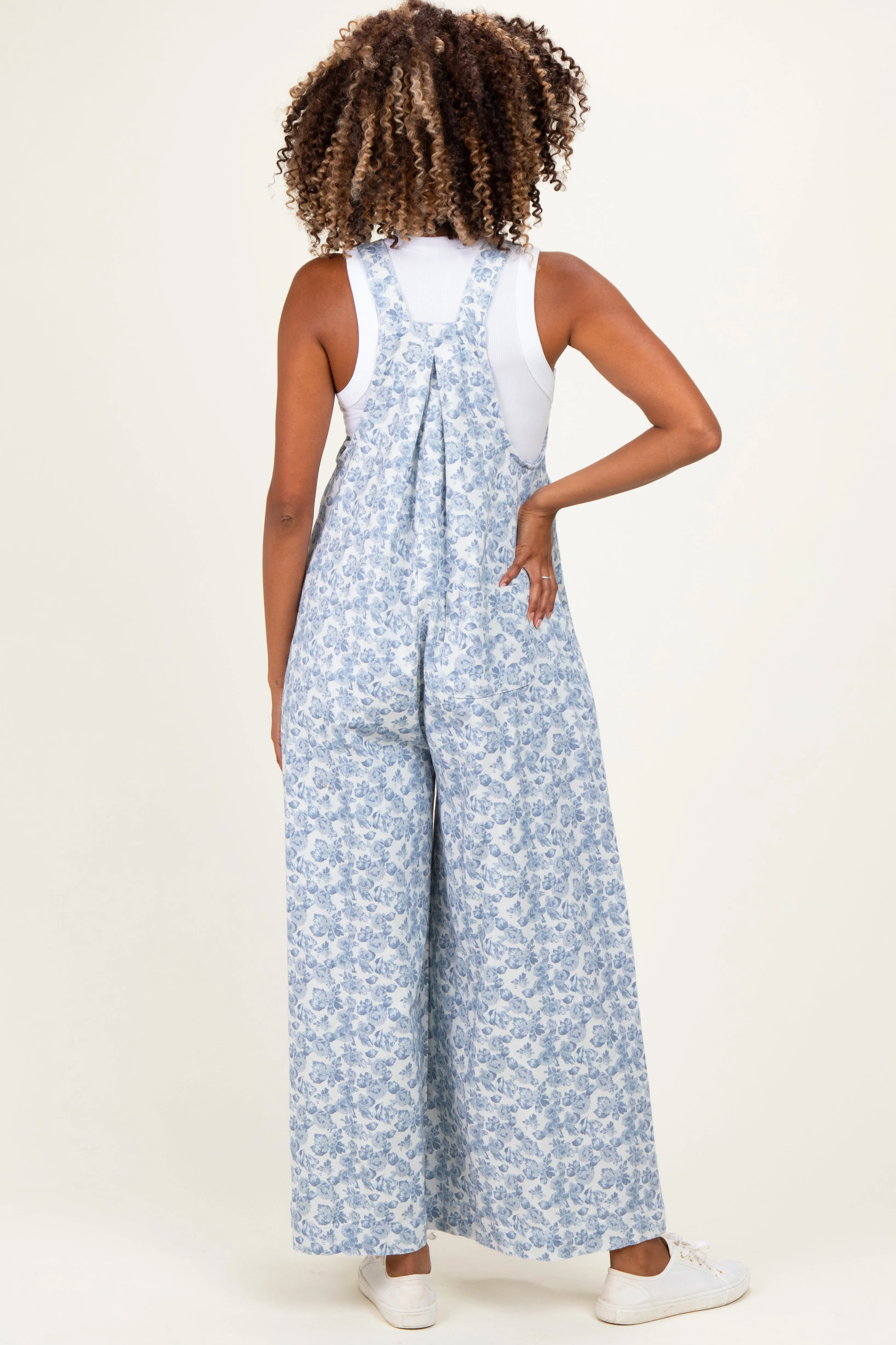 Denim Floral Twill Maternity Overalls sold by Pinkblush product image thumbnail 3
