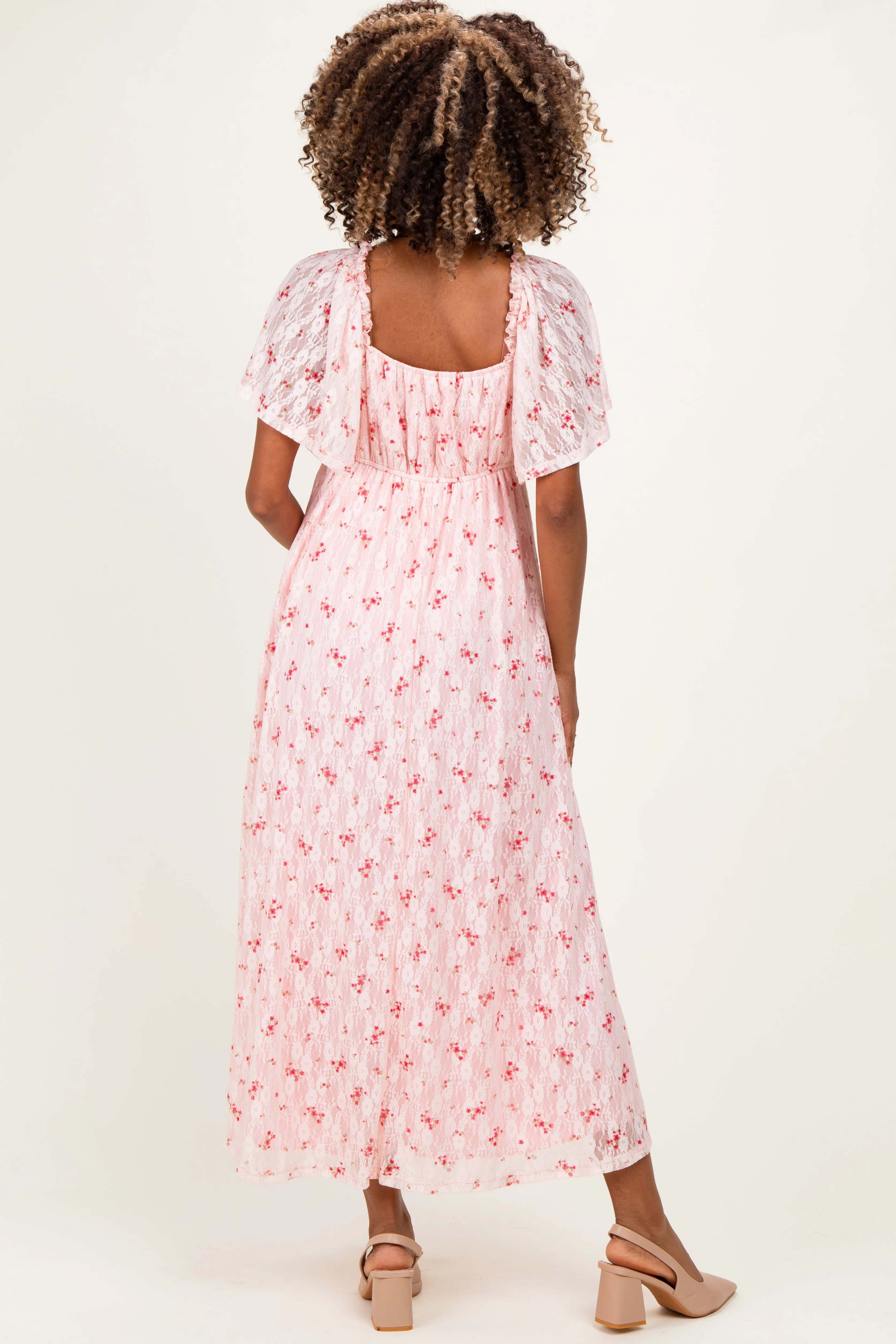 Peach Floral Lace Maternity Maxi Dress sold by Pinkblush product image thumbnail 3