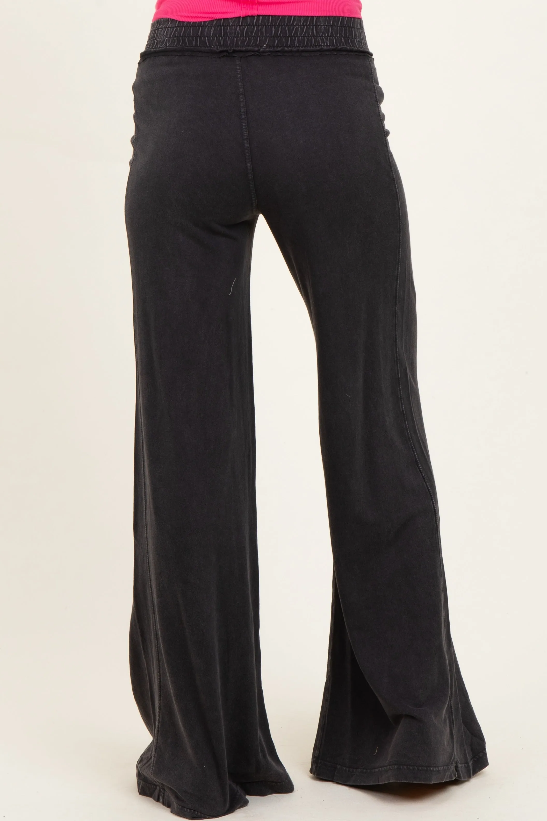 Black Mineral Wash Wide Leg Maternity Pants sold by Pinkblush product image thumbnail 4
