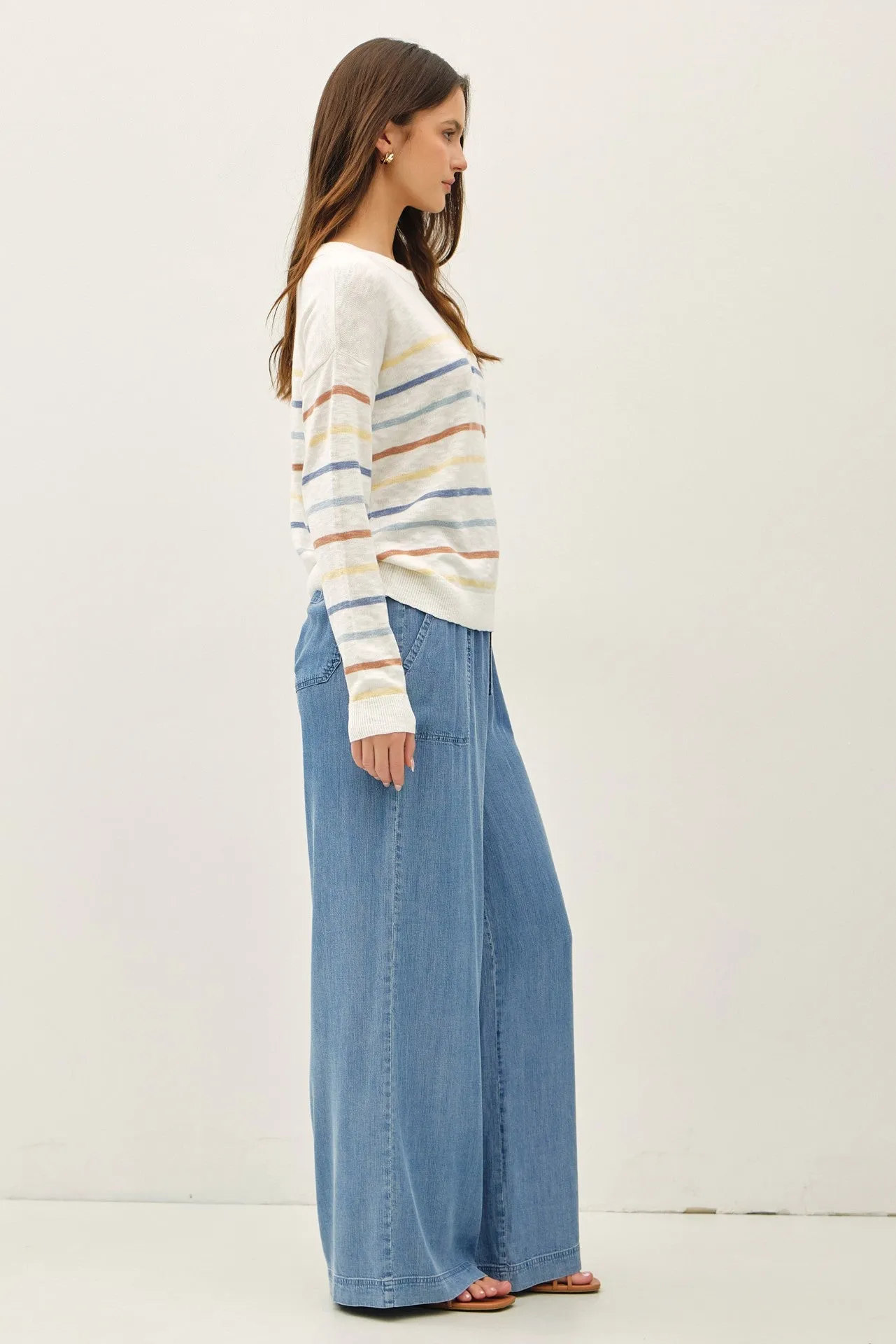 Medium Wash Chambray Wide Leg Pants sold by Pinkblush product image thumbnail 2