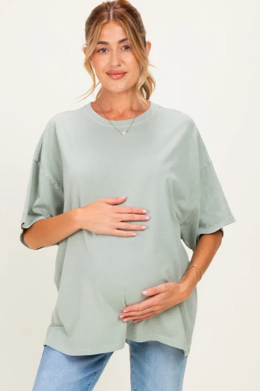 Sage Oversized Mineral Wash Maternity T-Shirt made by HYFVE