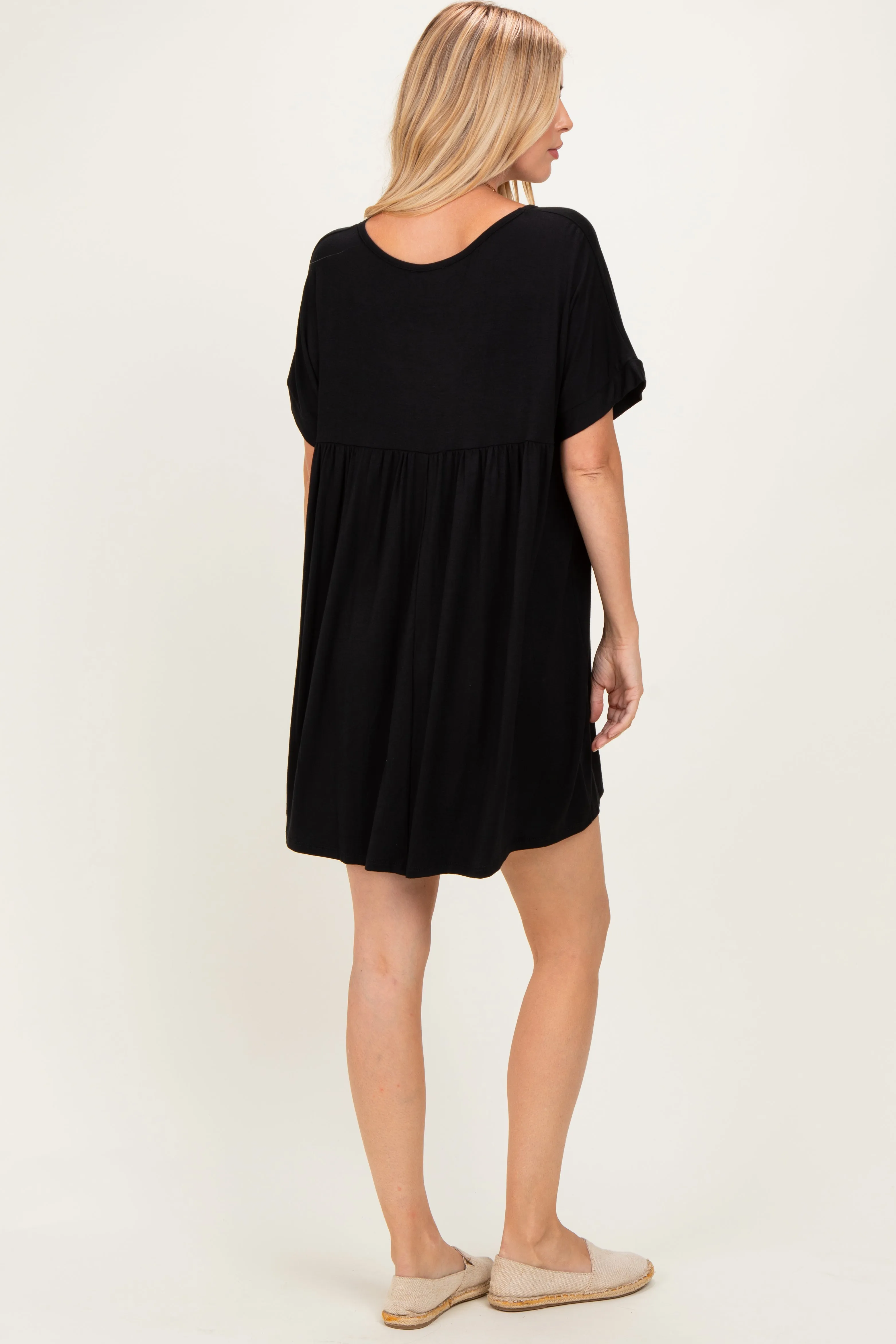 Black V-Neck Basic Dress sold by Pinkblush product image thumbnail 3