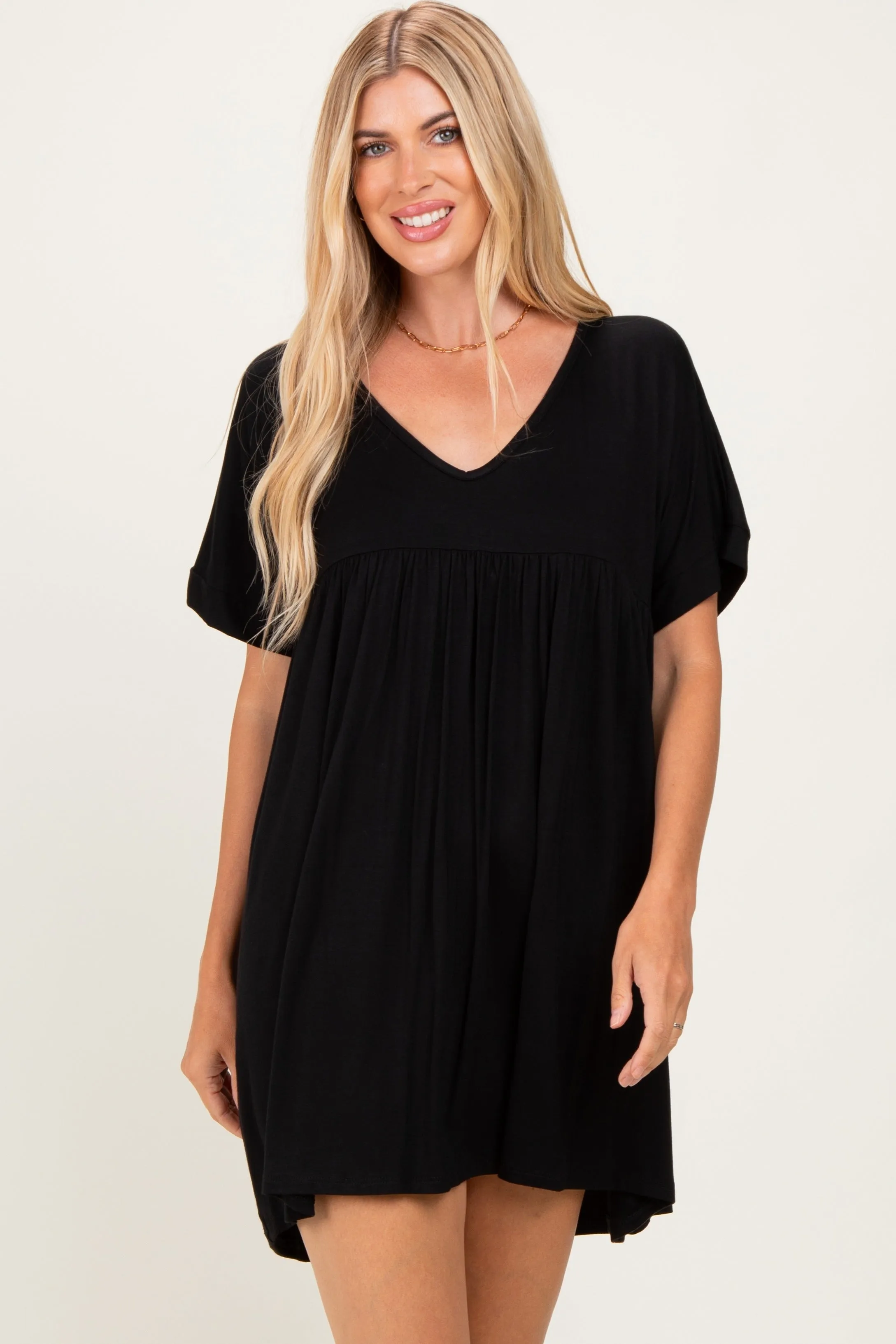 Black V-Neck Basic Dress sold by Pinkblush product image thumbnail 4