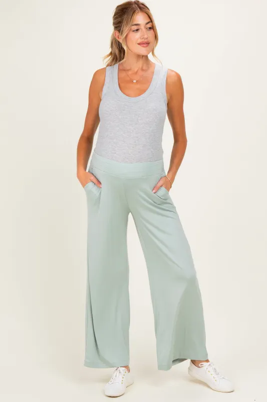 Mint Ankle Wide Leg Maternity Pants made by Rae Mode