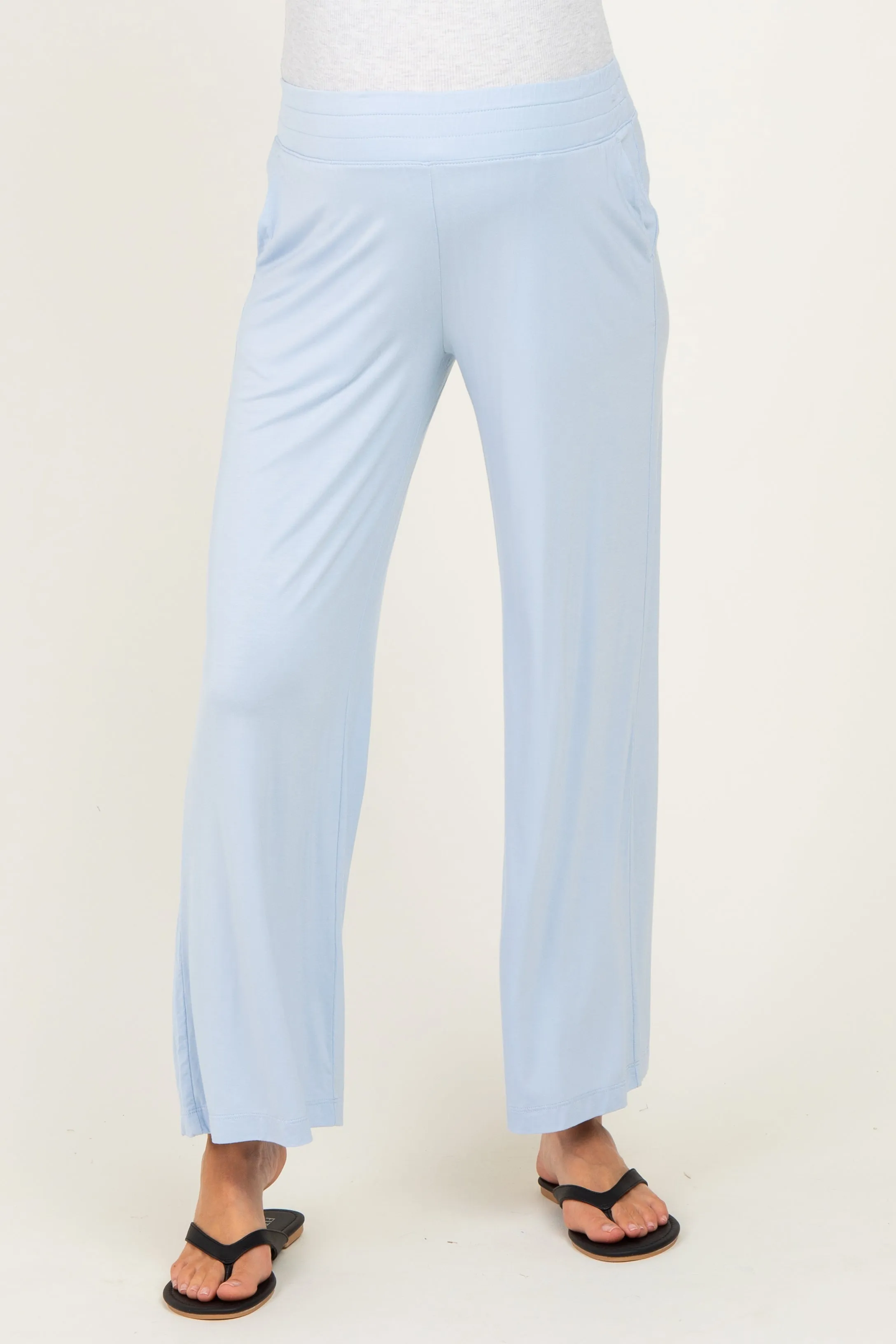 Light Blue Ankle Wide Leg Maternity Pants sold by Pinkblush product image thumbnail 2