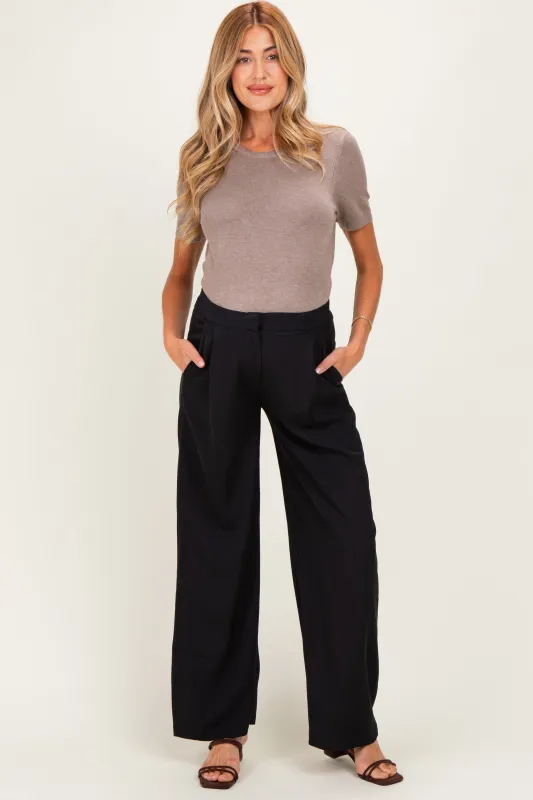Black Smocked Waist Maternity Trousers made by Edit by Nine
