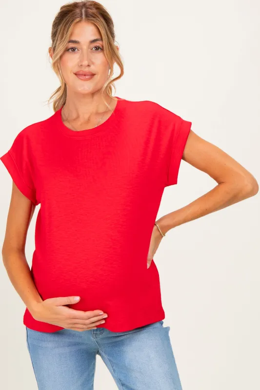 Ruby Rolled Short Sleeve Maternity Tee made by Zenana Outfitters