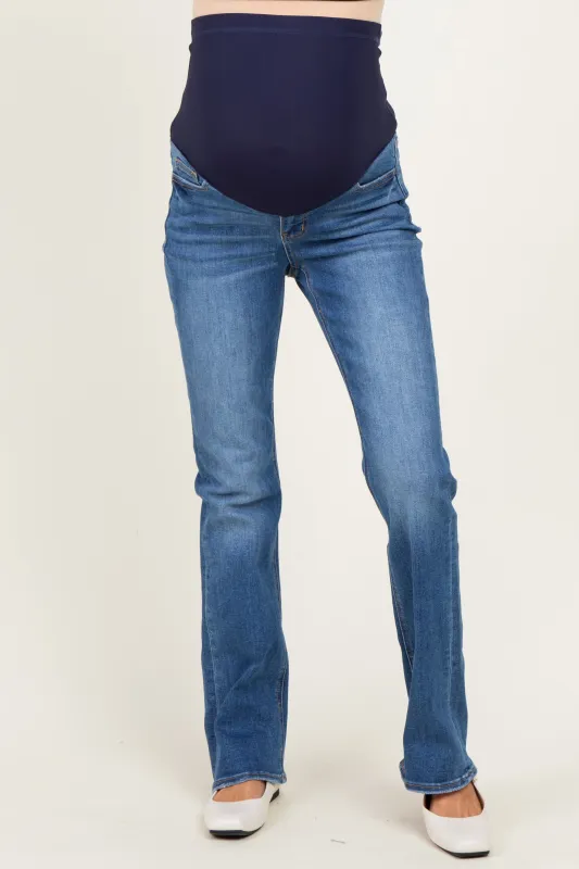 Blue Medium Wash Bootcut Maternity Jeans made by Vervet