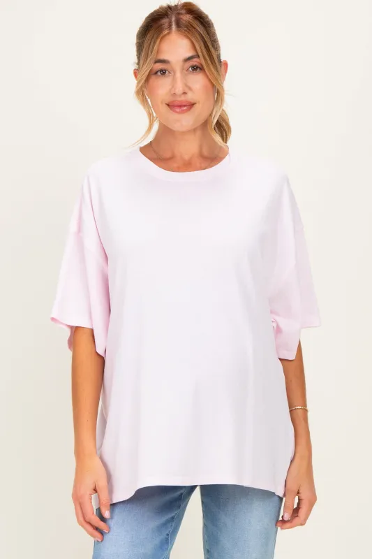 Soft Pink Oversized Mineral Wash Maternity T-Shirt made by HYFVE