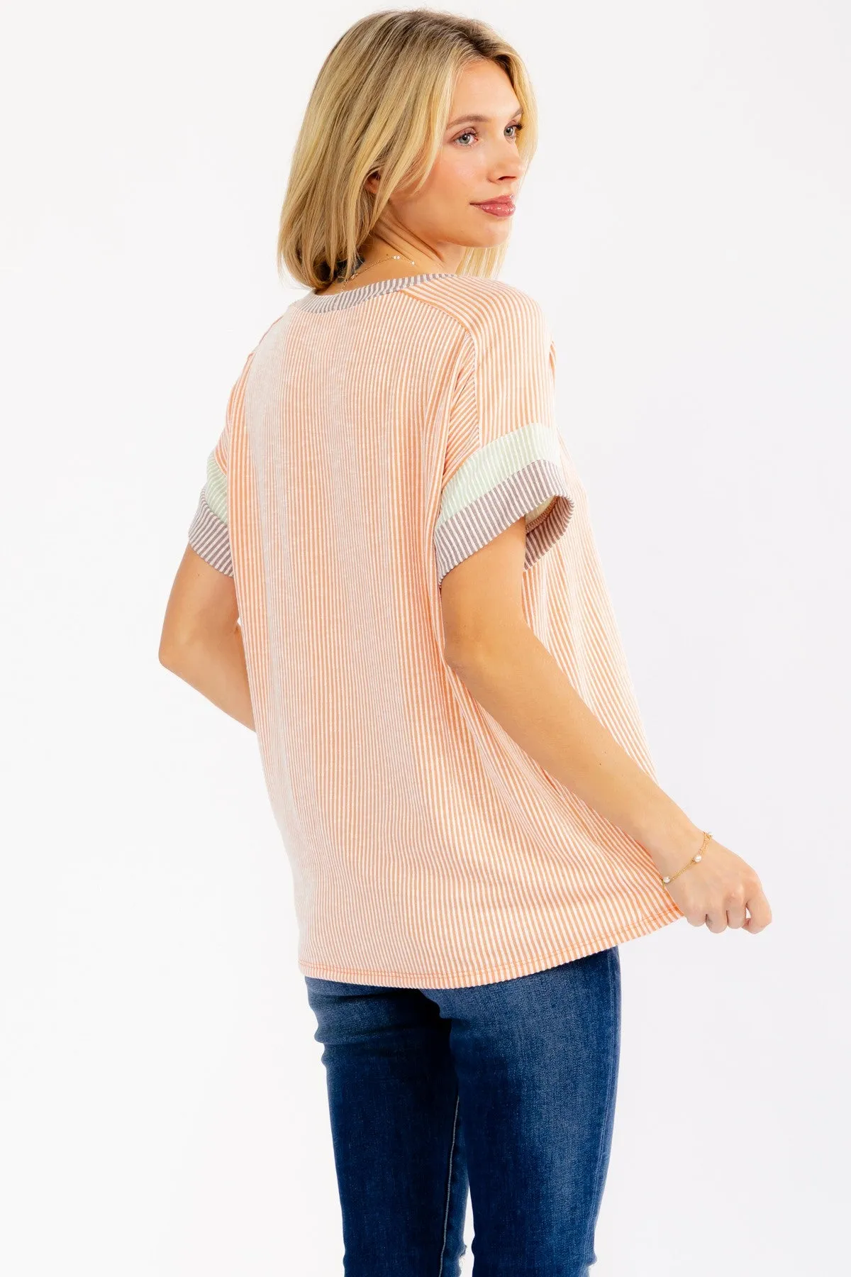 Coral Rib Color Block Short Sleeve Top sold by Pinkblush product image thumbnail 3