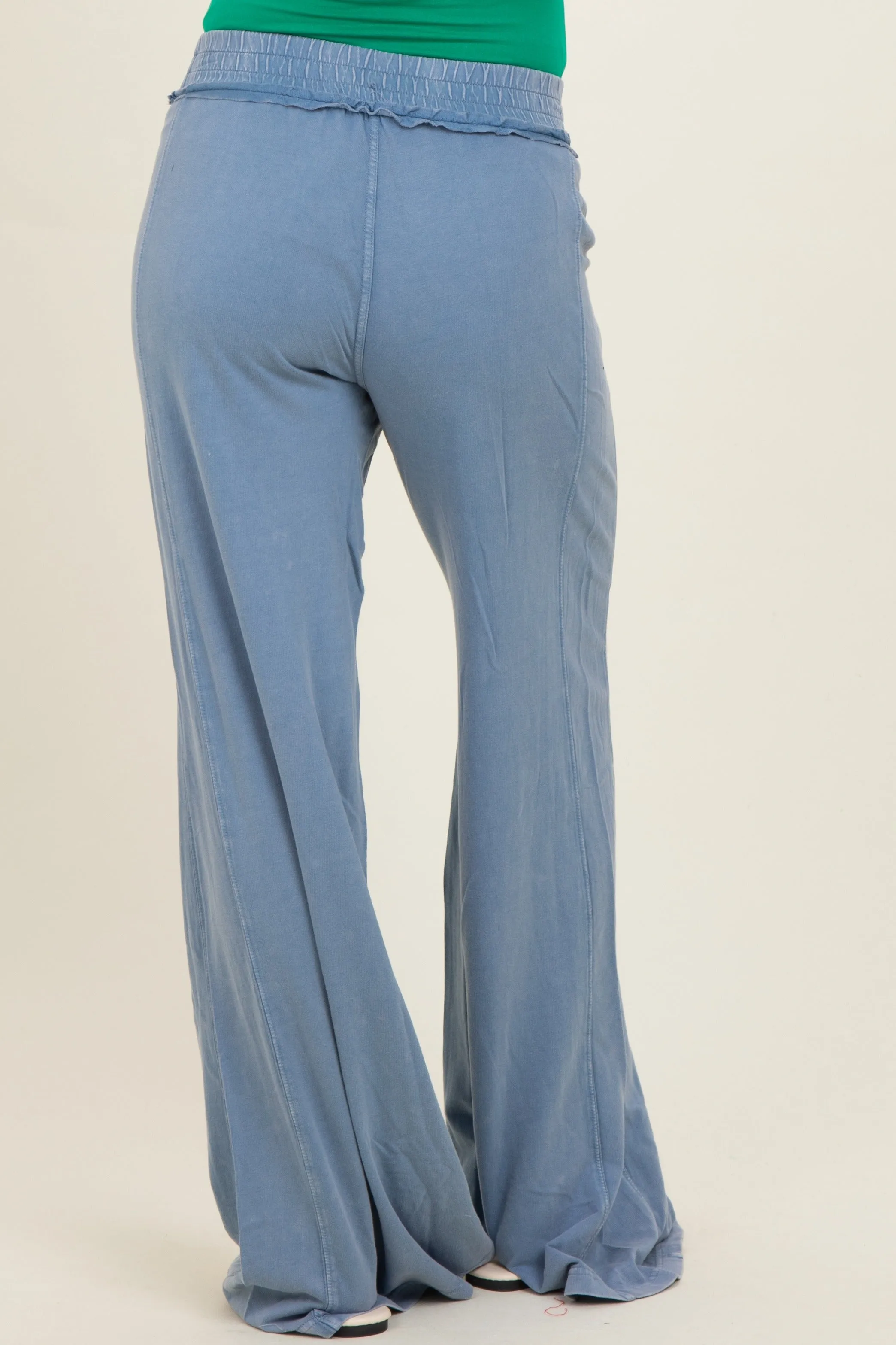 Dusty Blue Mineral Wash Wide Leg Maternity Pants sold by Pinkblush product image thumbnail 4