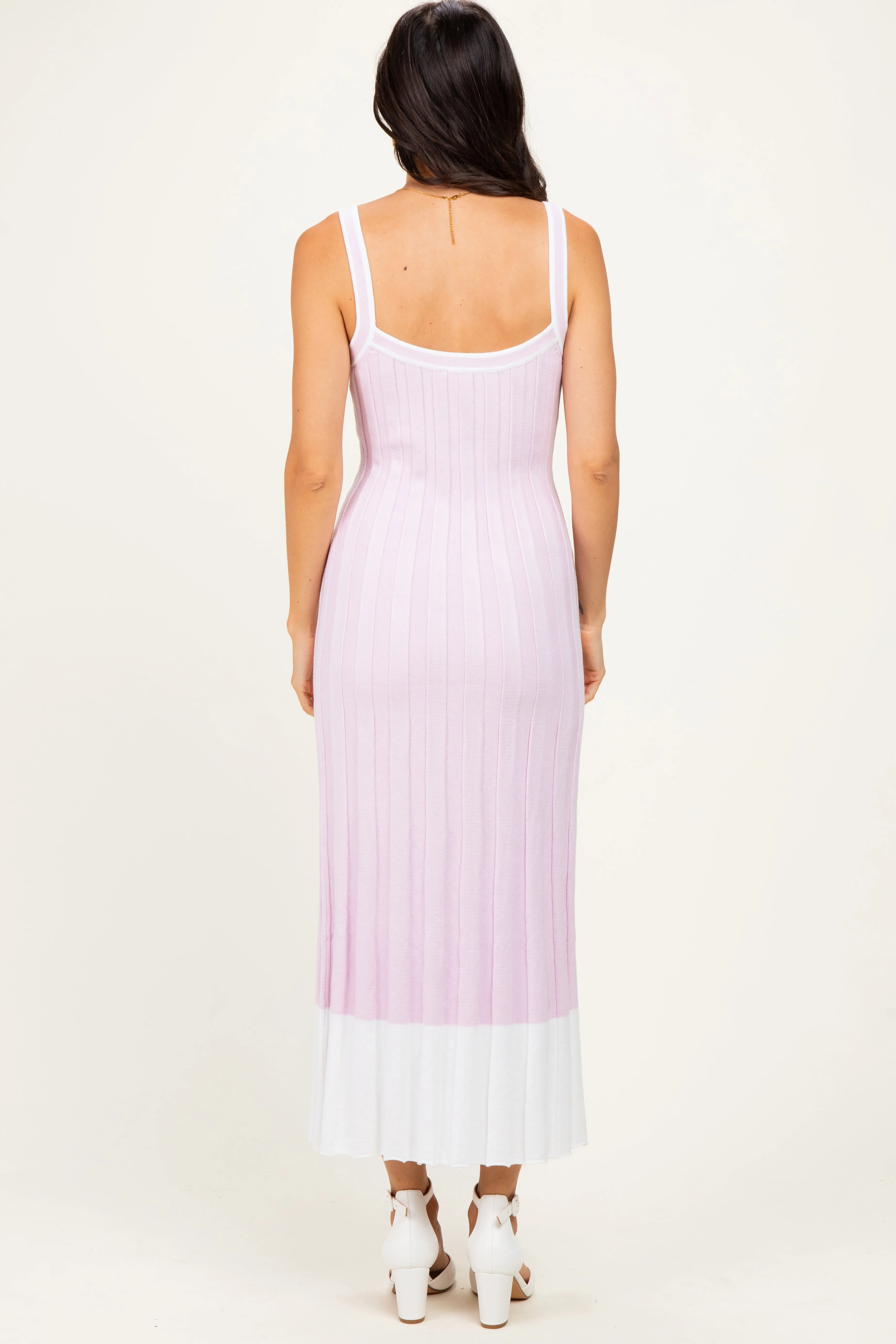 Light Pink Ribbed Colorblock Sleeveless Maxi Dress sold by Pinkblush product image thumbnail 4