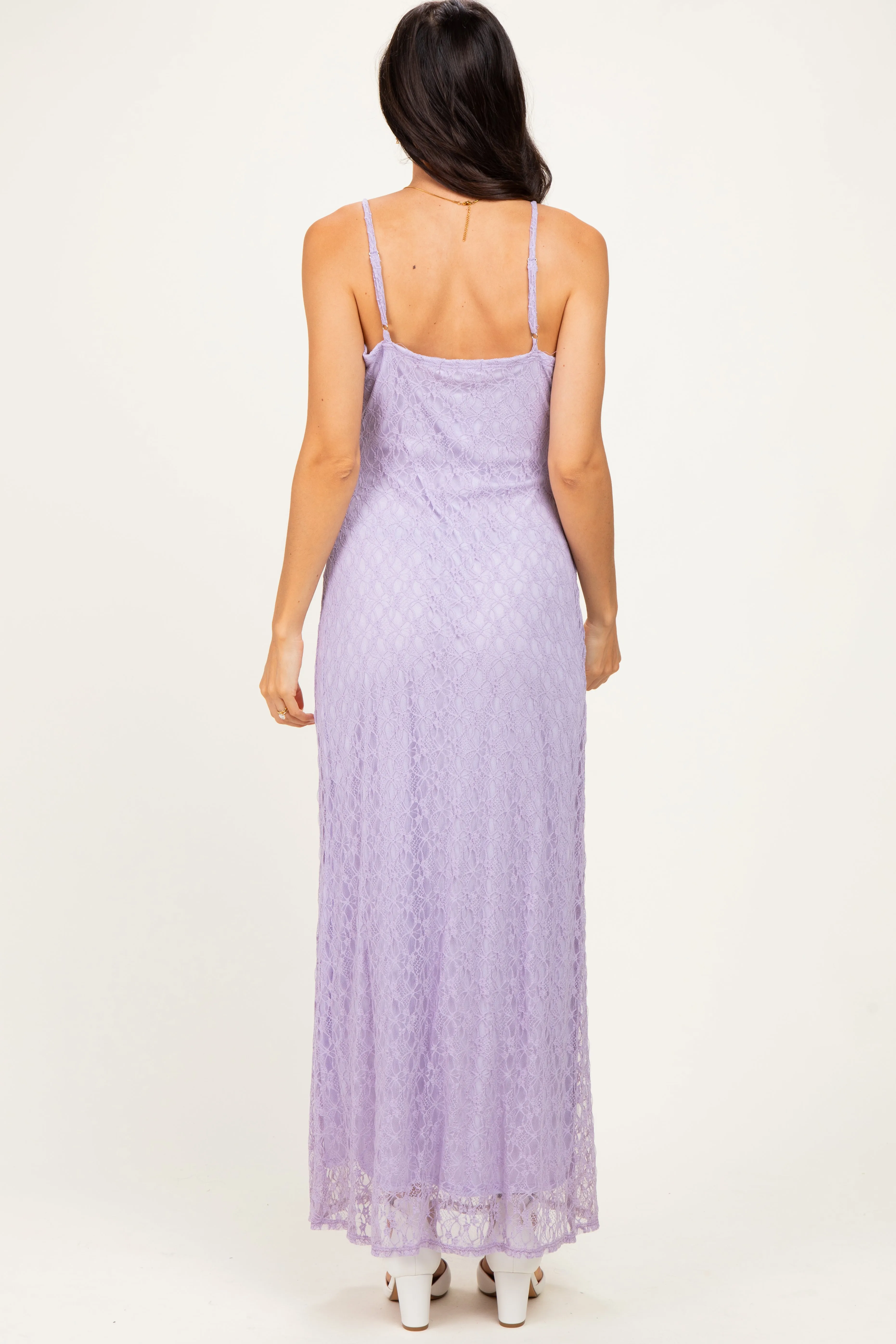 Lavender Sleeveless Lace Square Neck Maxi Dress sold by Pinkblush product image thumbnail 4