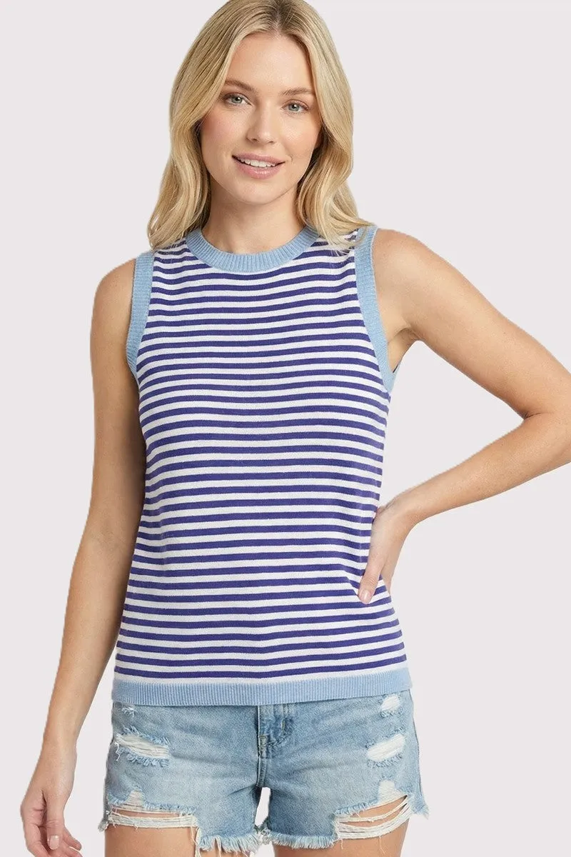 Royal Blue Striped Knit Solid Trim Maternity Tank sold by Pinkblush product image thumbnail 5