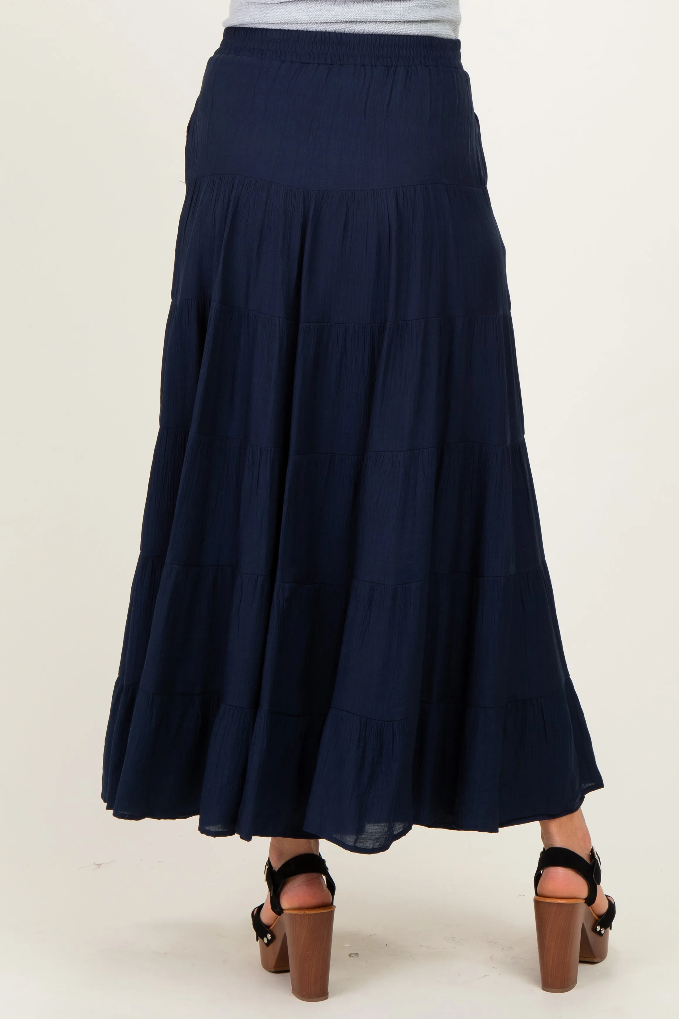 Navy Tiered Maternity Maxi Skirt sold by Pinkblush product image thumbnail 5