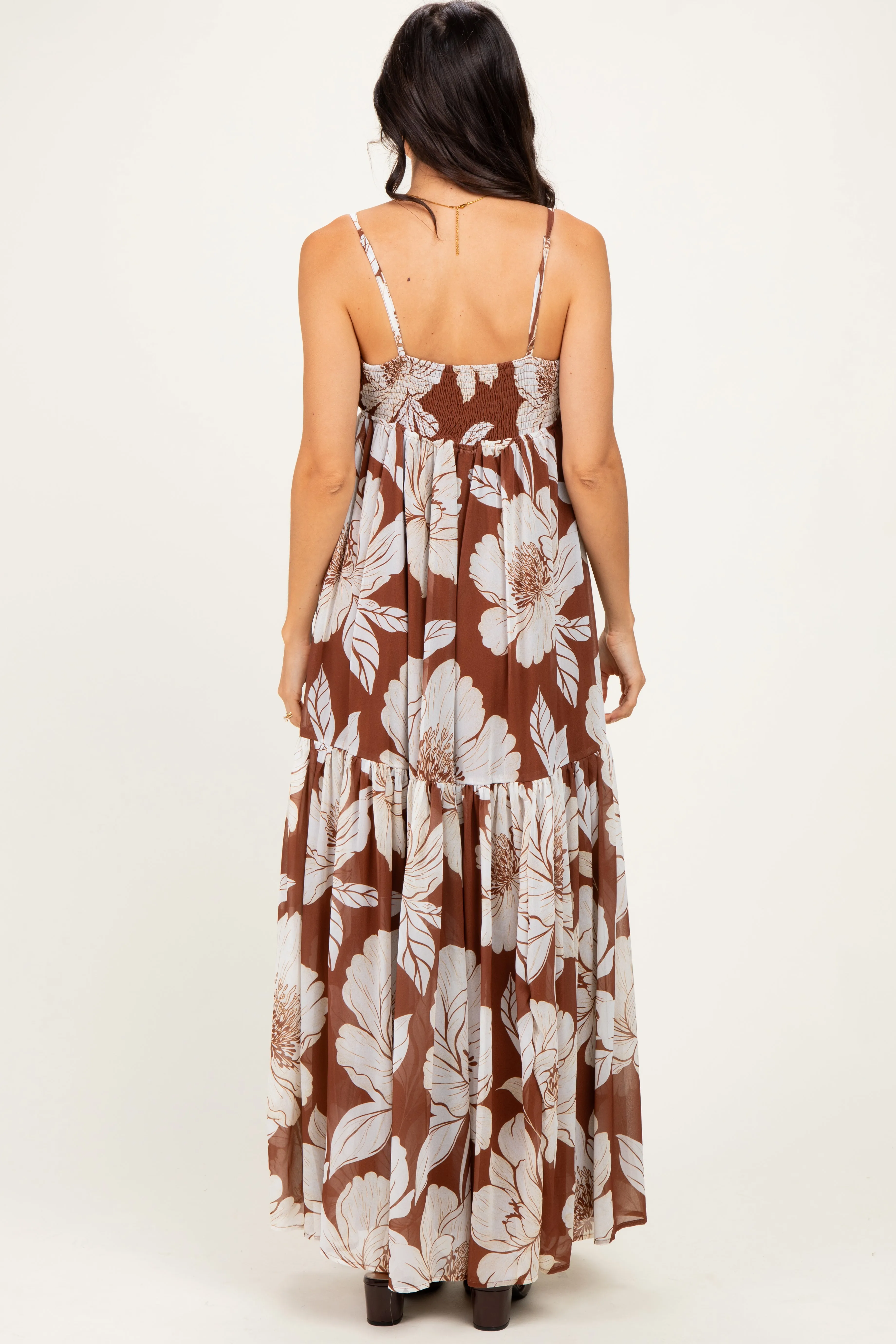 Brown Tropical Floral Maxi Dress sold by Pinkblush product image thumbnail 3
