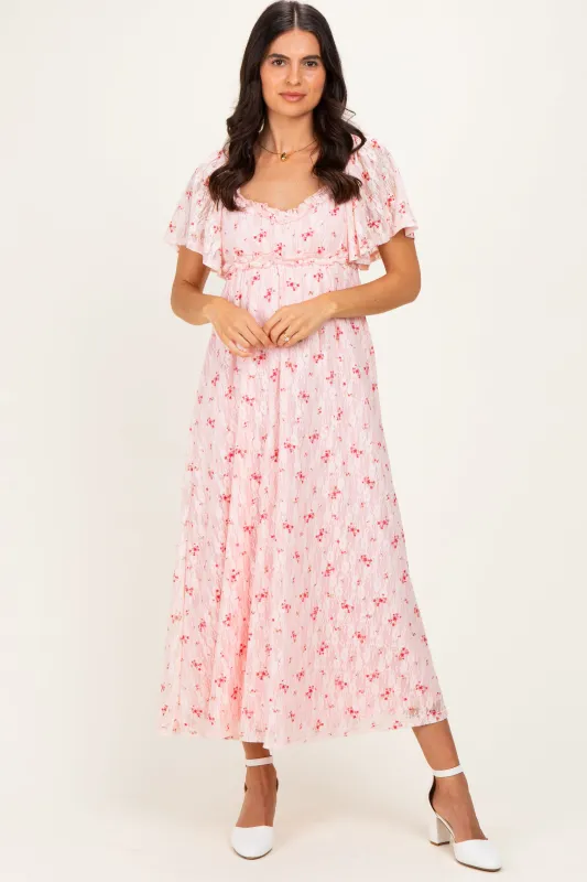 Peach Floral Lace Maxi Dress made by Pinkblush