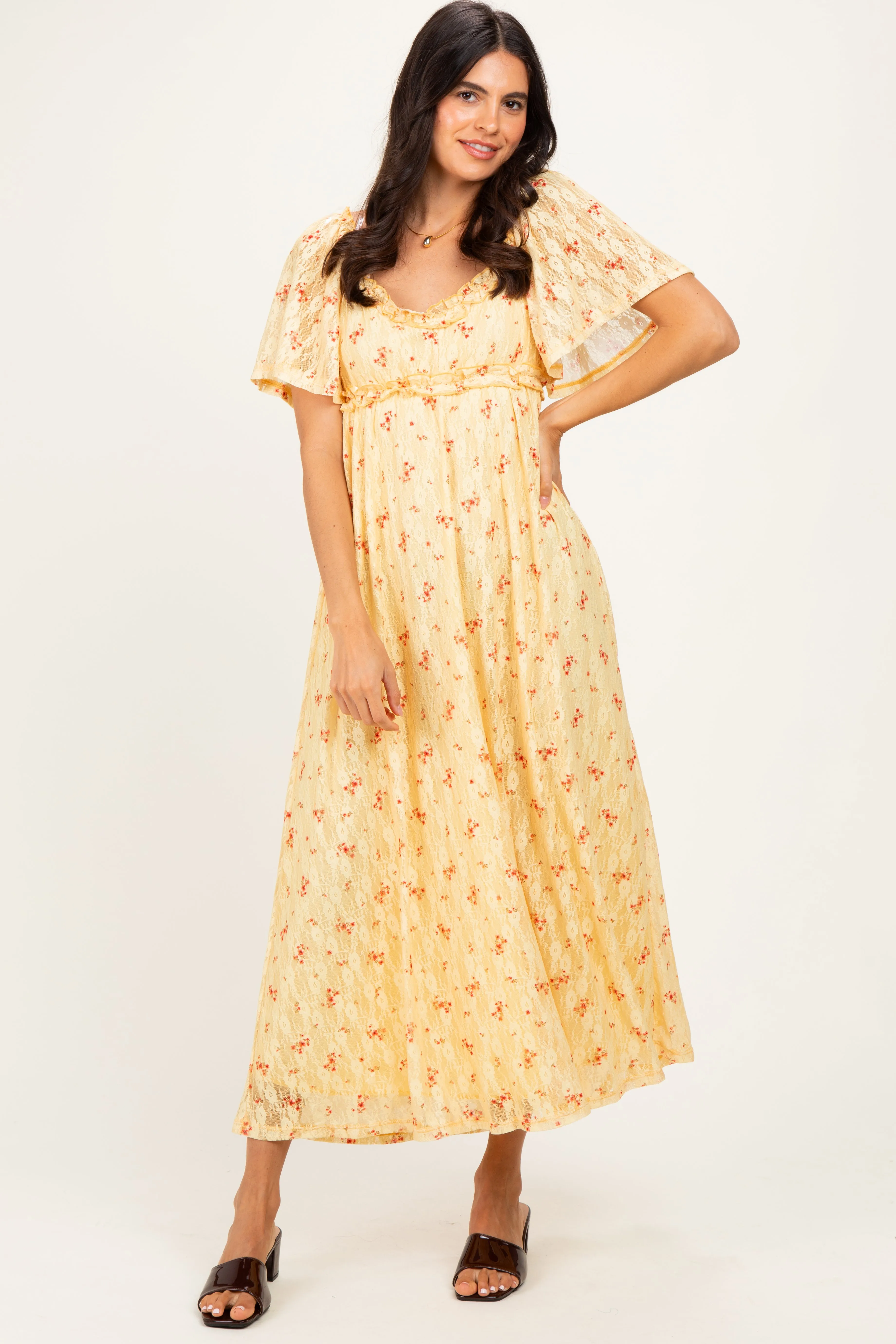 Yellow Floral Lace Maxi Dress sold by Pinkblush product image thumbnail 2