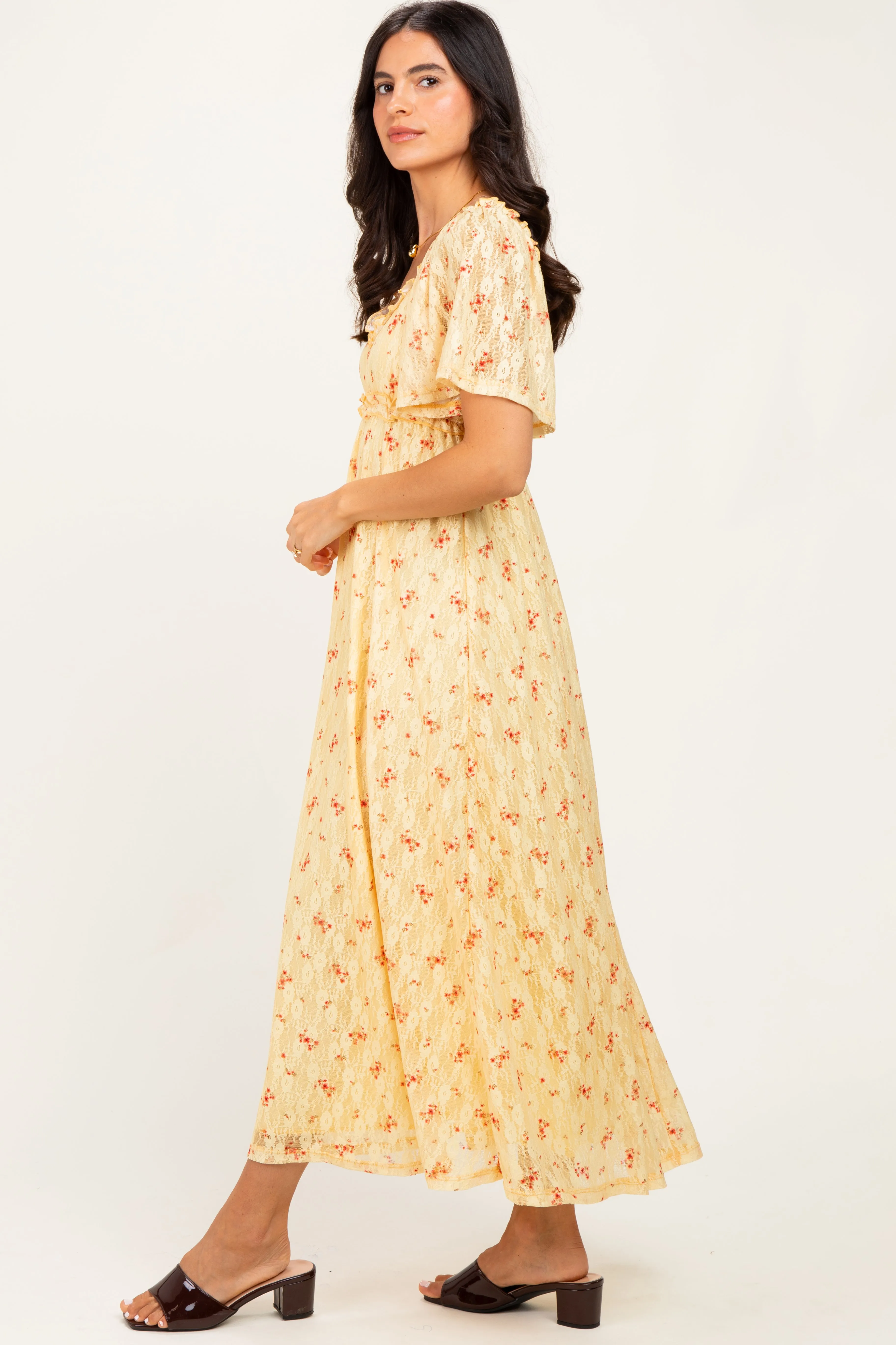 Yellow Floral Lace Maxi Dress sold by Pinkblush product image thumbnail 3
