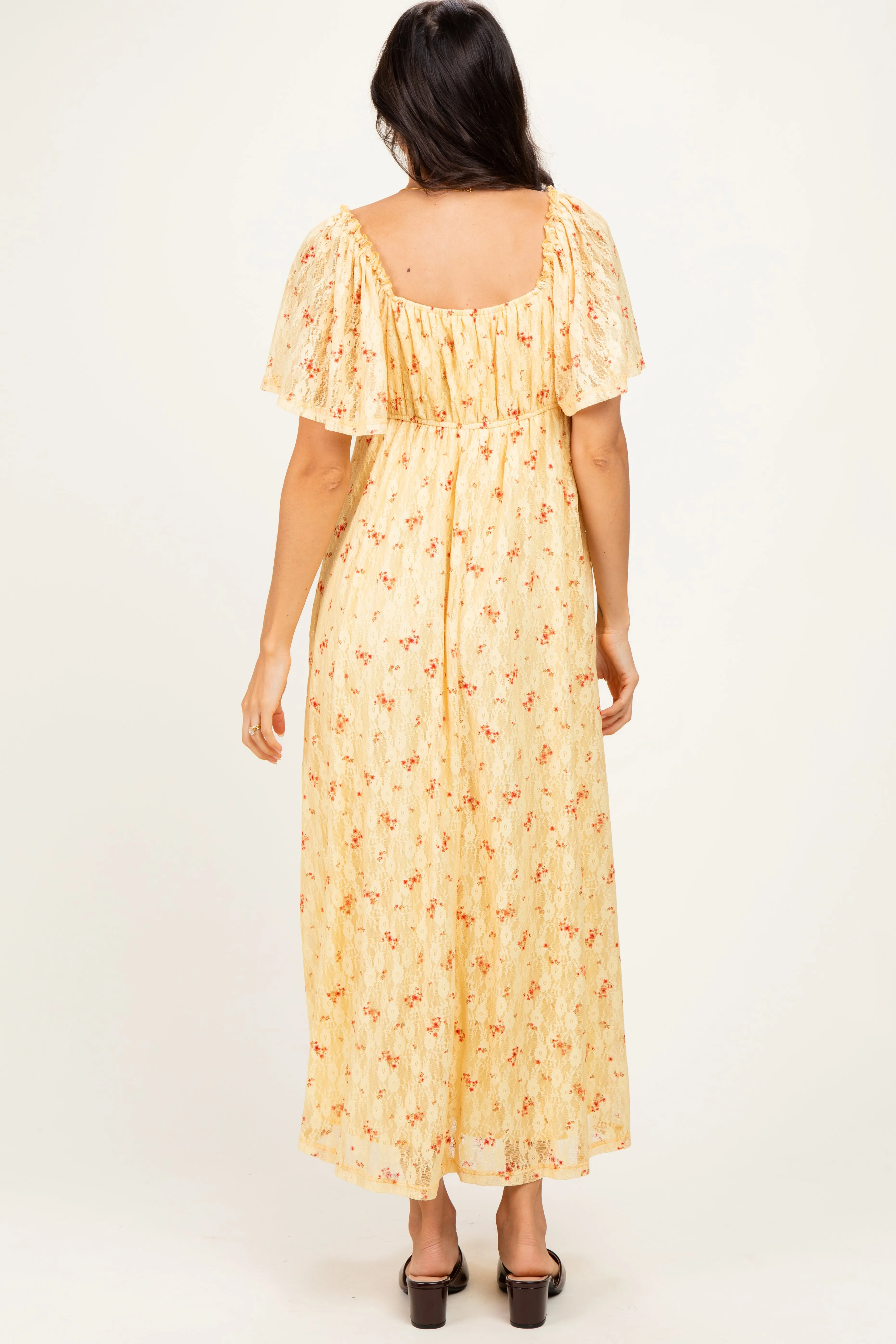 Yellow Floral Lace Maxi Dress sold by Pinkblush product image thumbnail 4