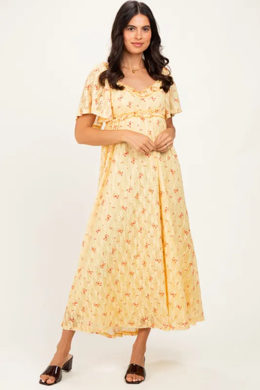 Yellow Floral Lace Maxi Dress made by Pinkblush