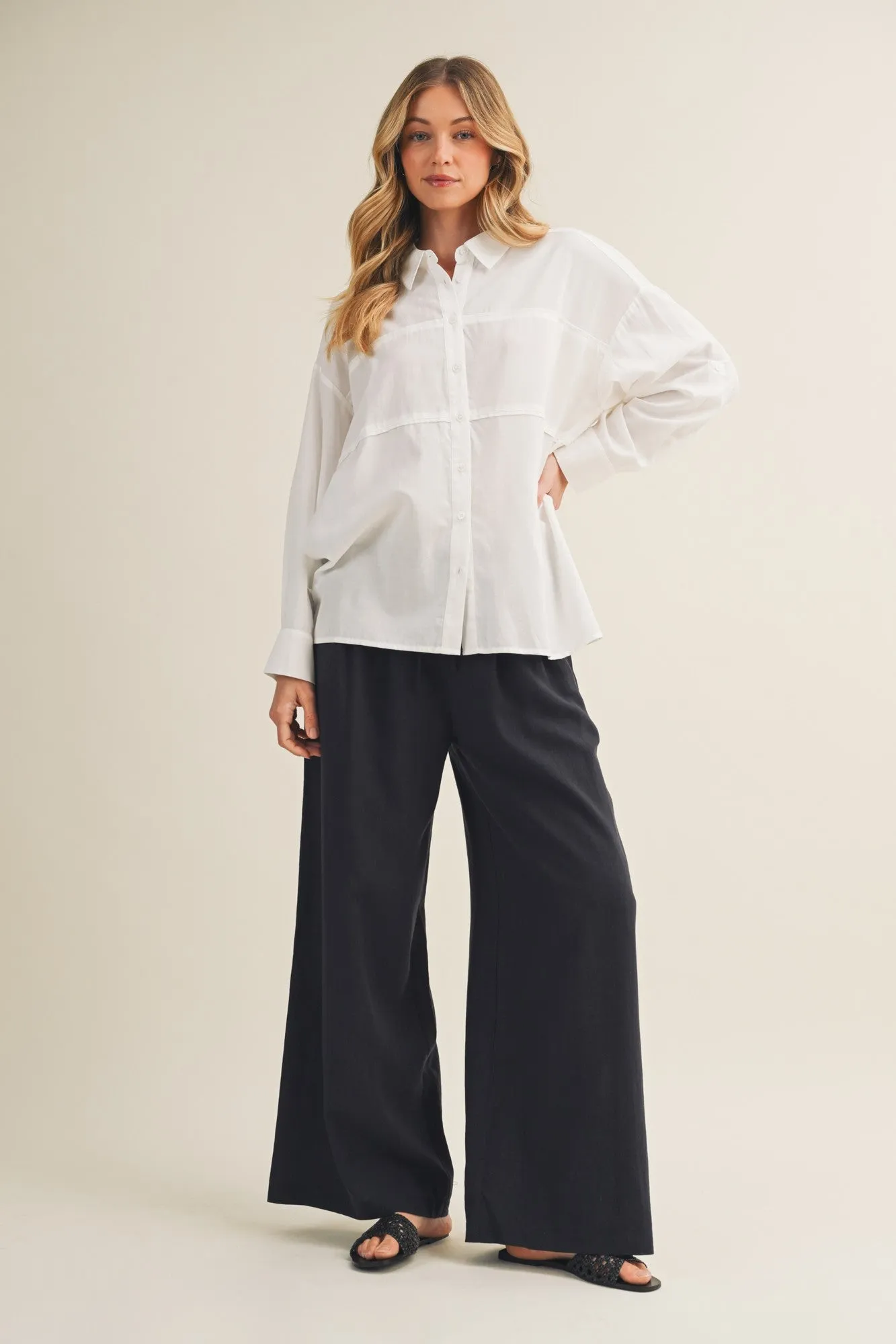 Midnight Drawstring Wide Leg Maternity Pants sold by Pinkblush product image thumbnail 5