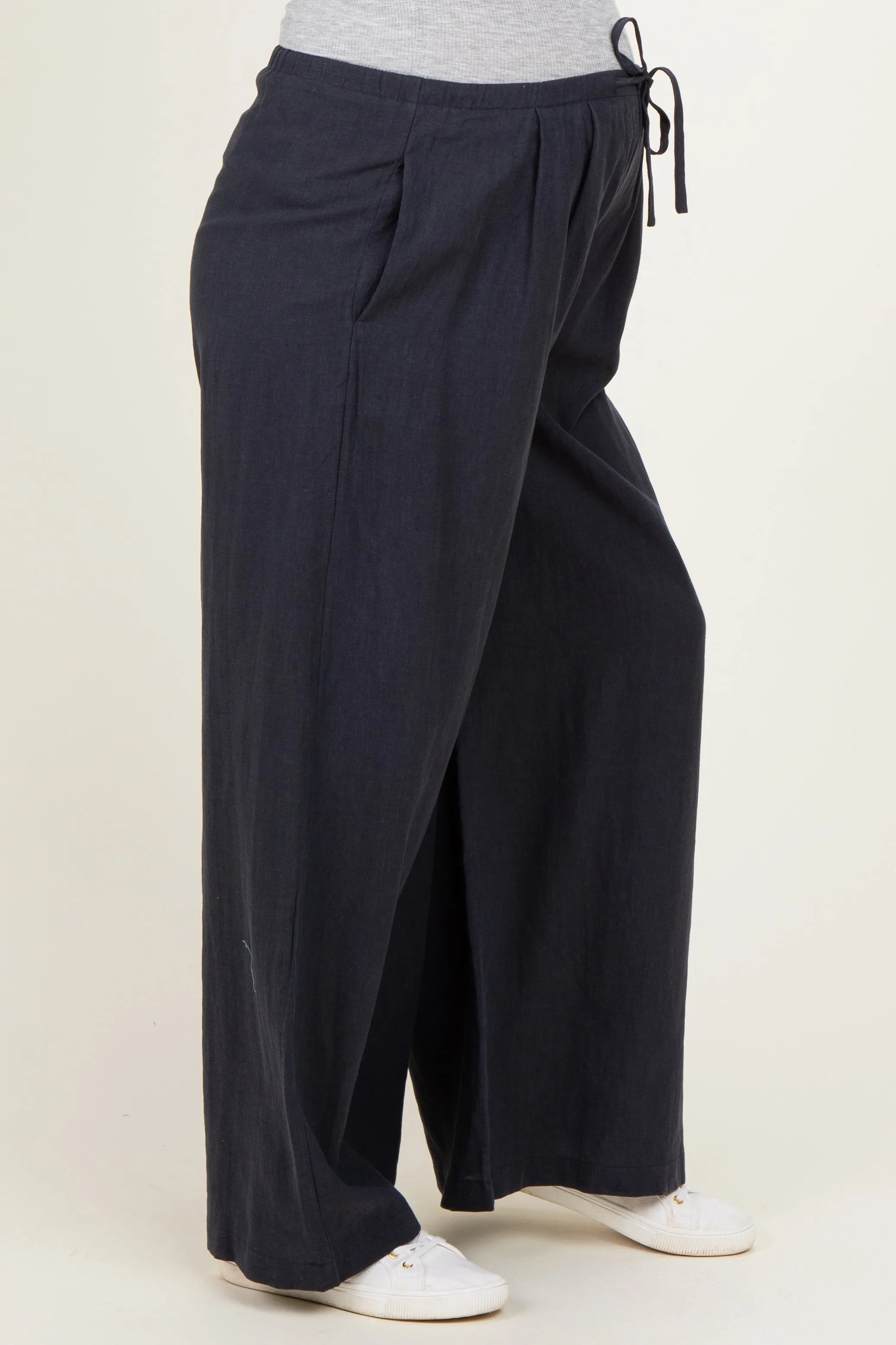 Midnight Drawstring Wide Leg Maternity Pants sold by Pinkblush product image thumbnail 3