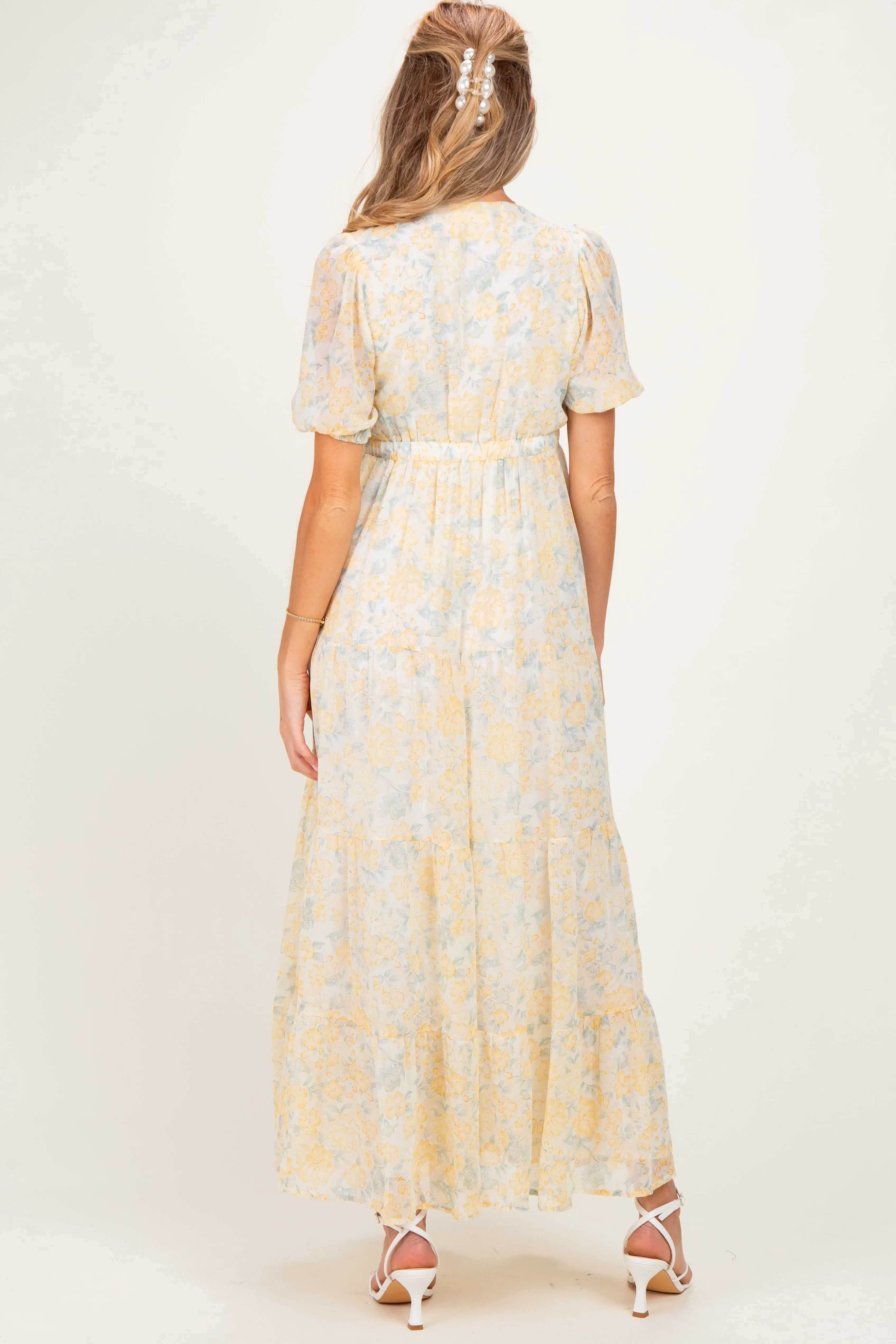 Daffodil Floral Button Down Front Tie Maternity Maxi Dress sold by Pinkblush product image thumbnail 3
