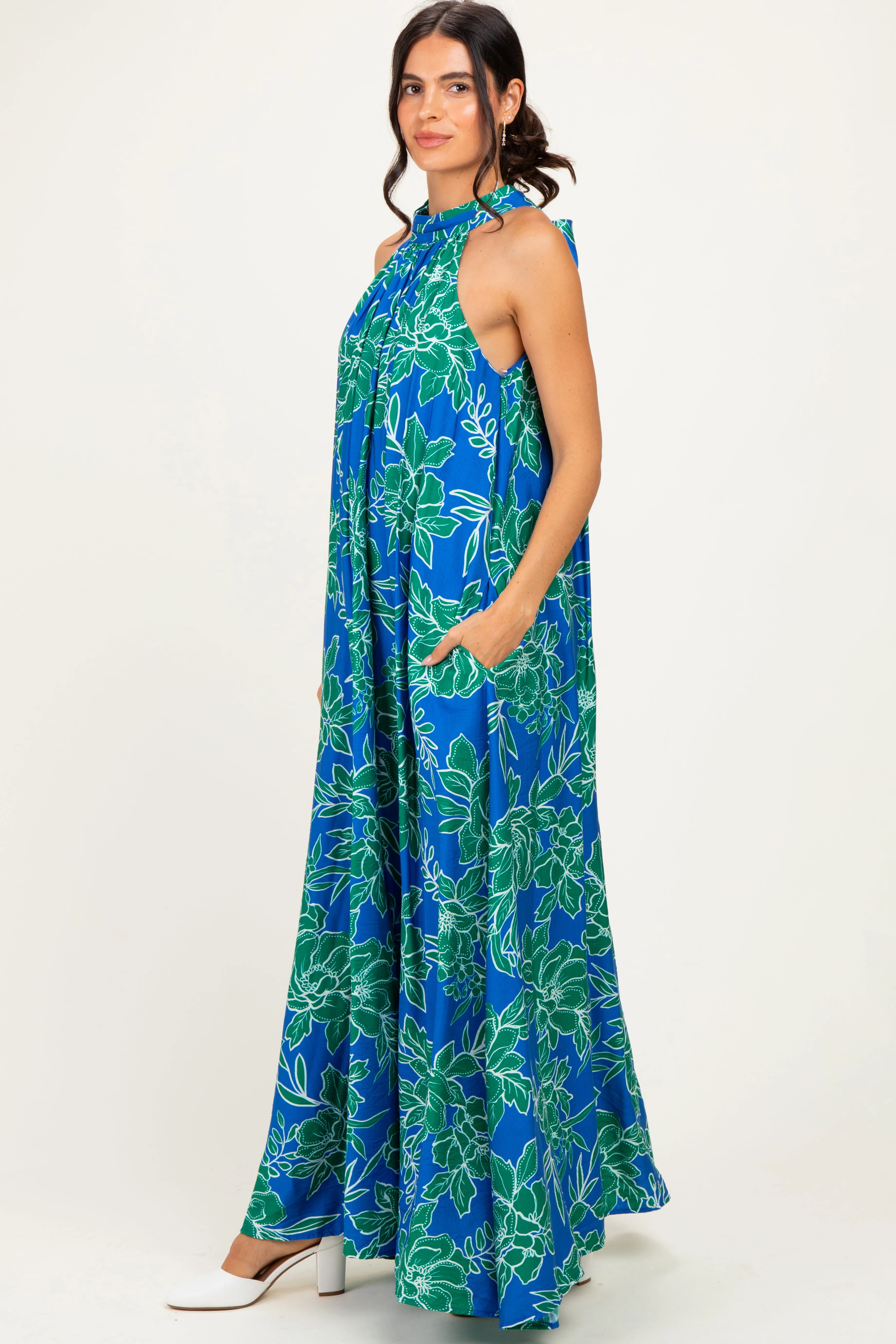 Royal Floral Halter Maxi Dress sold by Pinkblush product image thumbnail 3