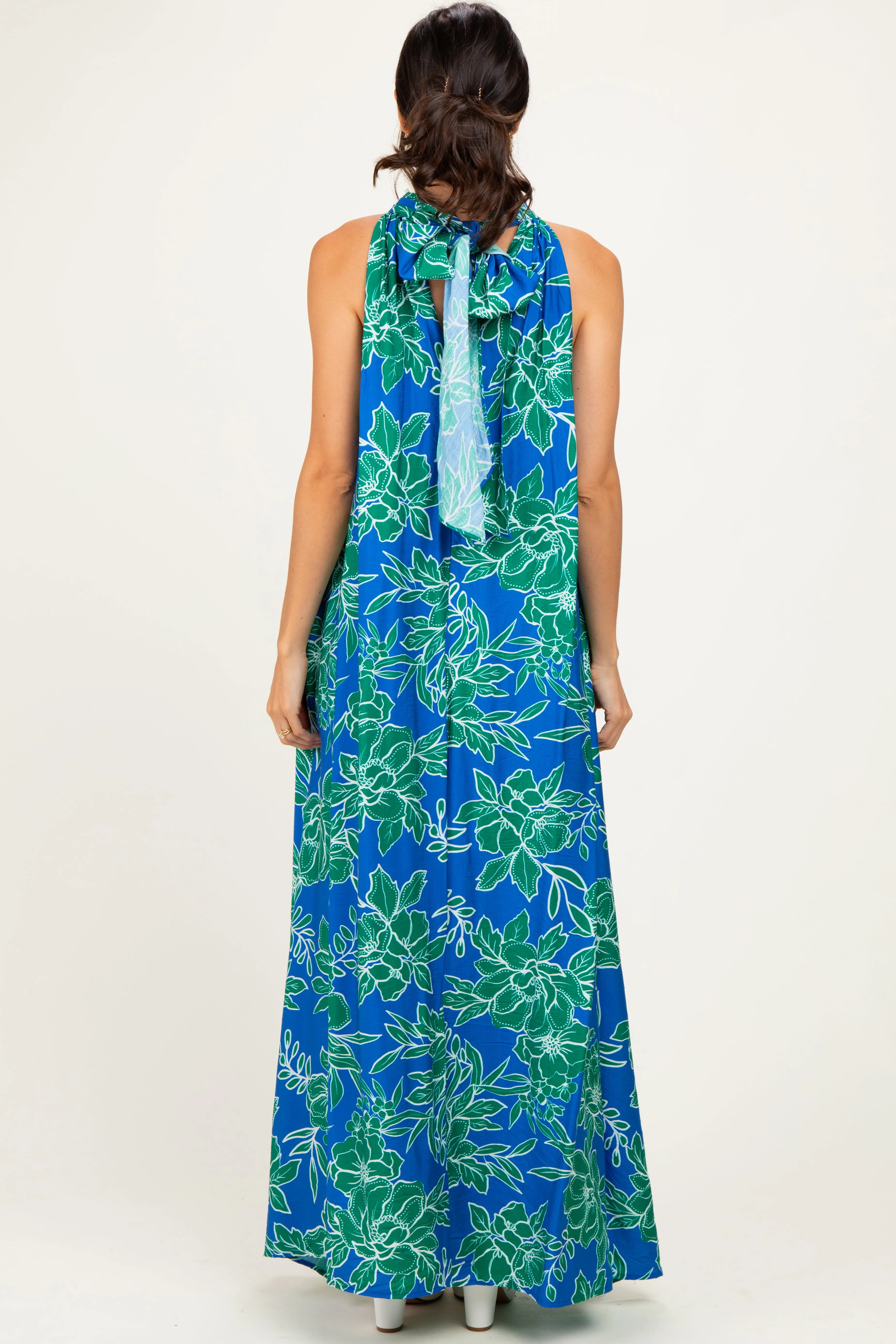 Royal Floral Halter Maxi Dress sold by Pinkblush product image thumbnail 4