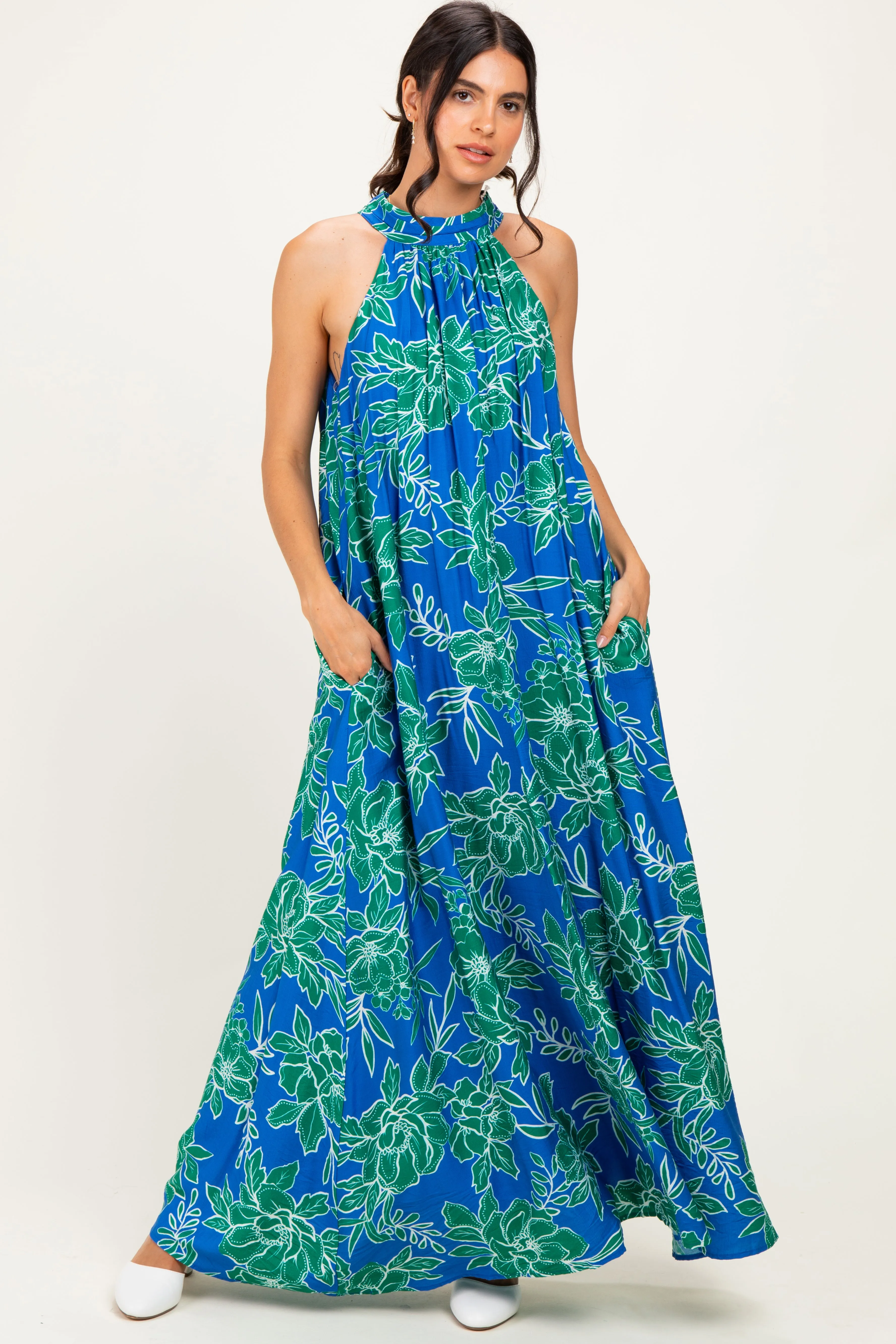Royal Floral Halter Maxi Dress sold by Pinkblush