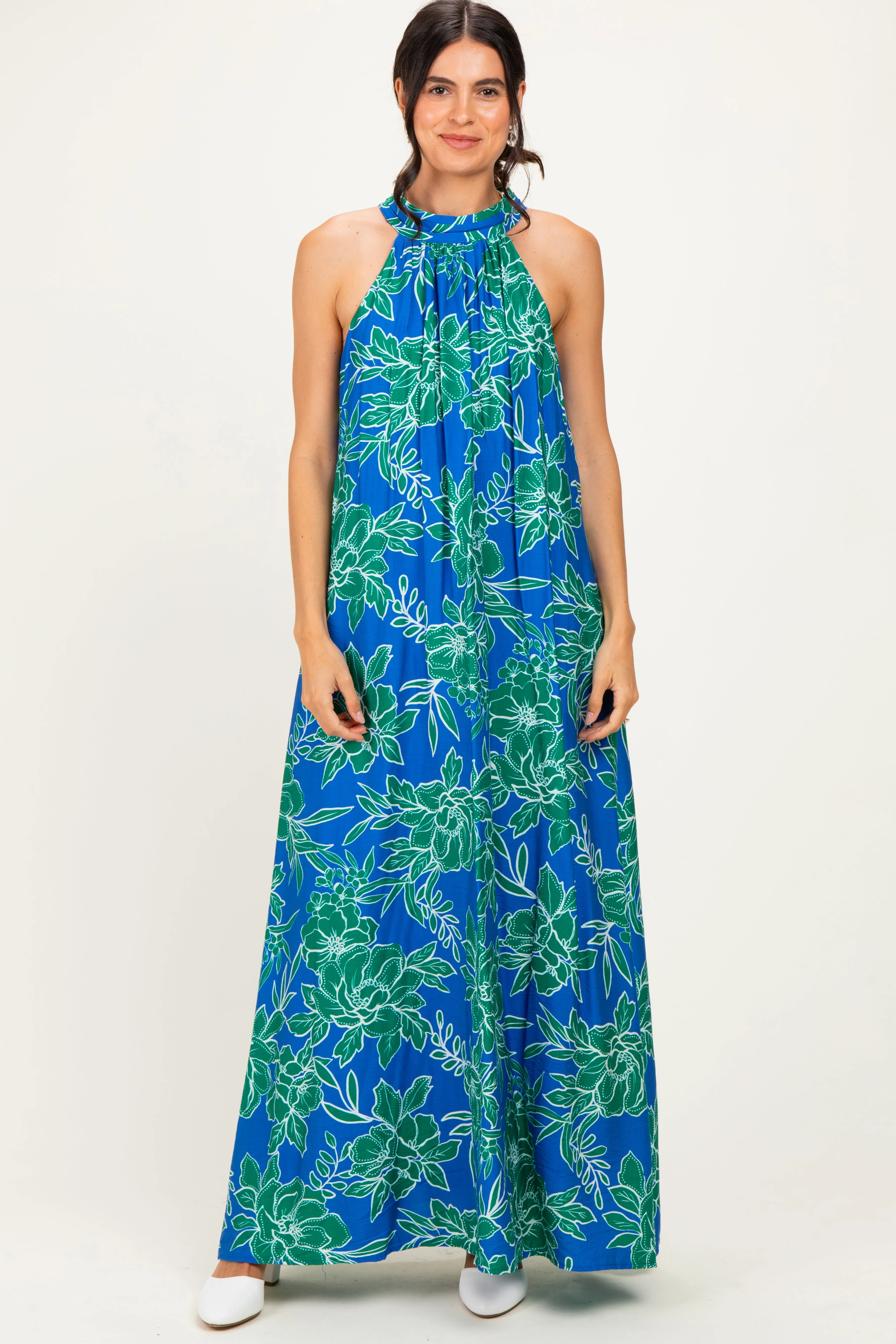 Royal Floral Halter Maxi Dress sold by Pinkblush product image thumbnail 2