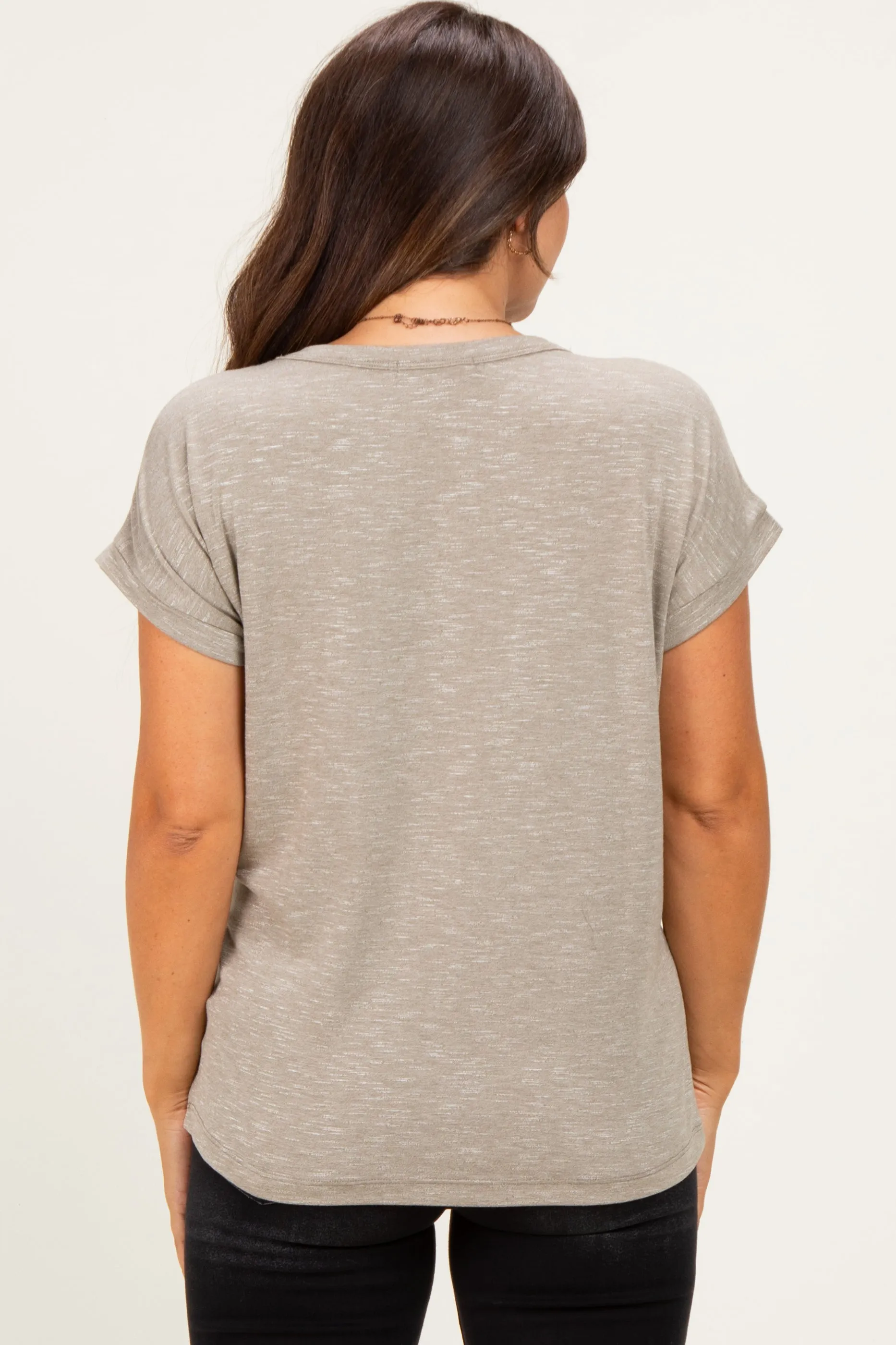Olive Slub Knit Maternity V-Neck Top sold by Pinkblush product image thumbnail 3