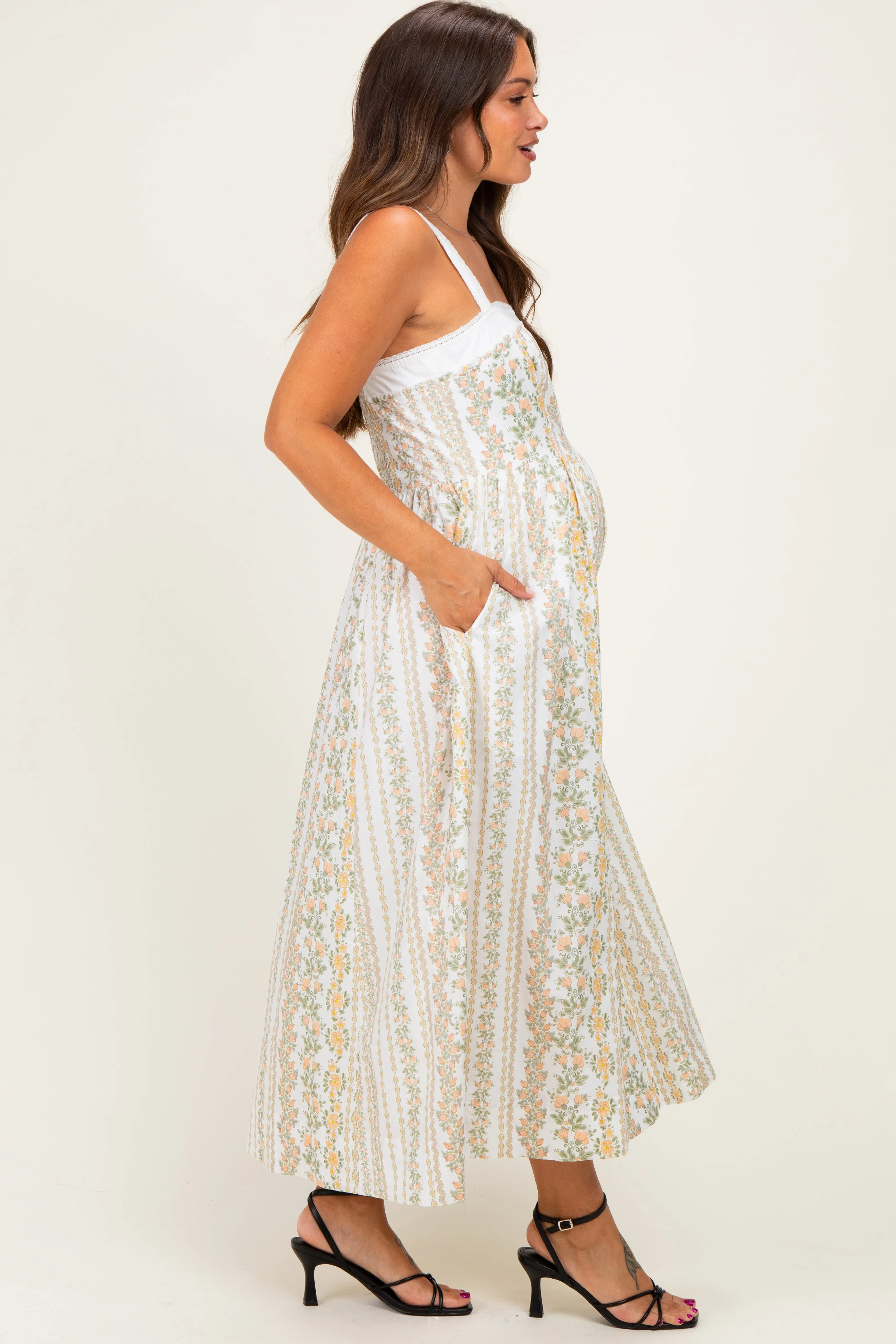 Coral Rose Column Floral Print Maternity Maxi Dress sold by Pinkblush product image thumbnail 2