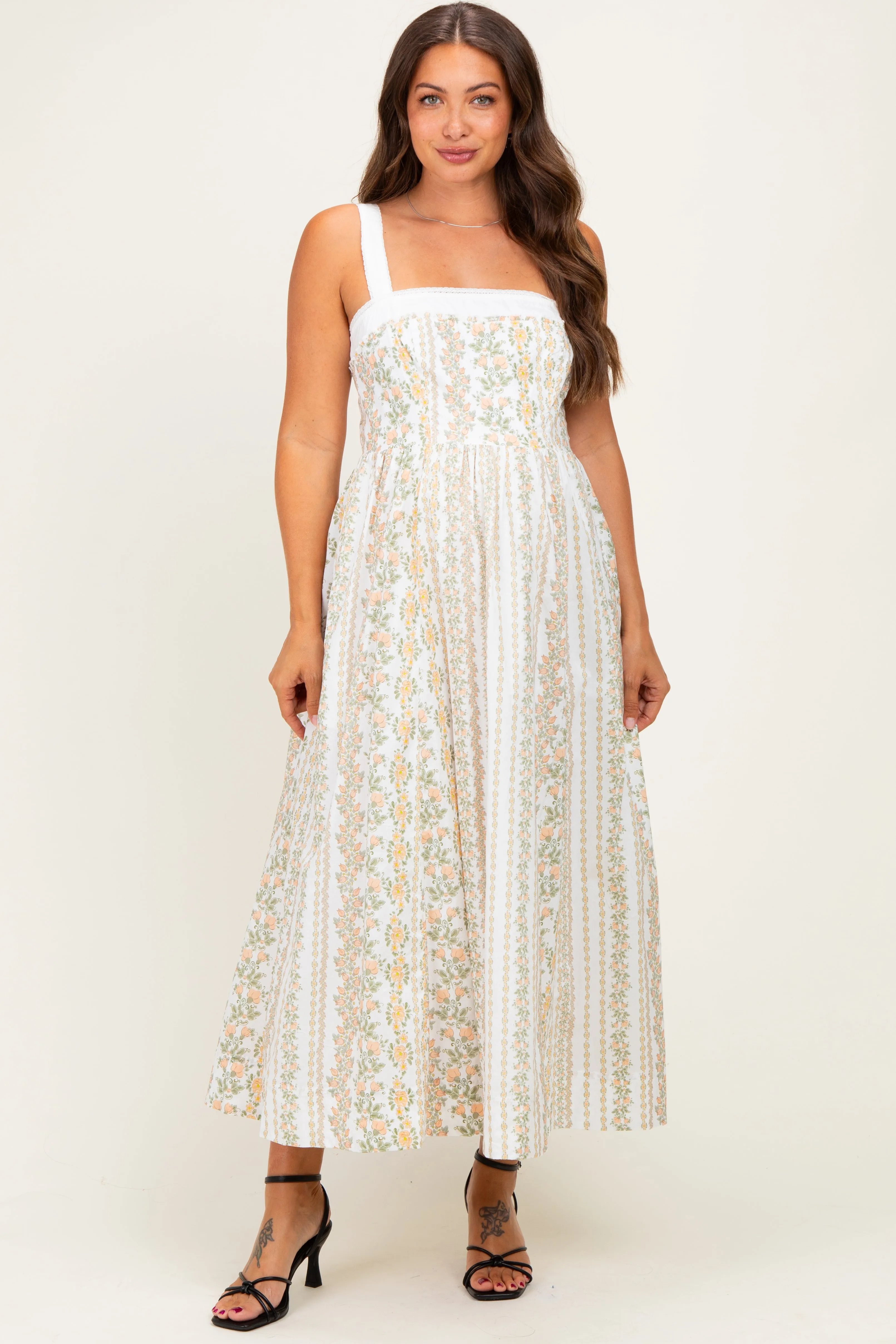 Coral Rose Column Floral Print Maternity Maxi Dress sold by Pinkblush