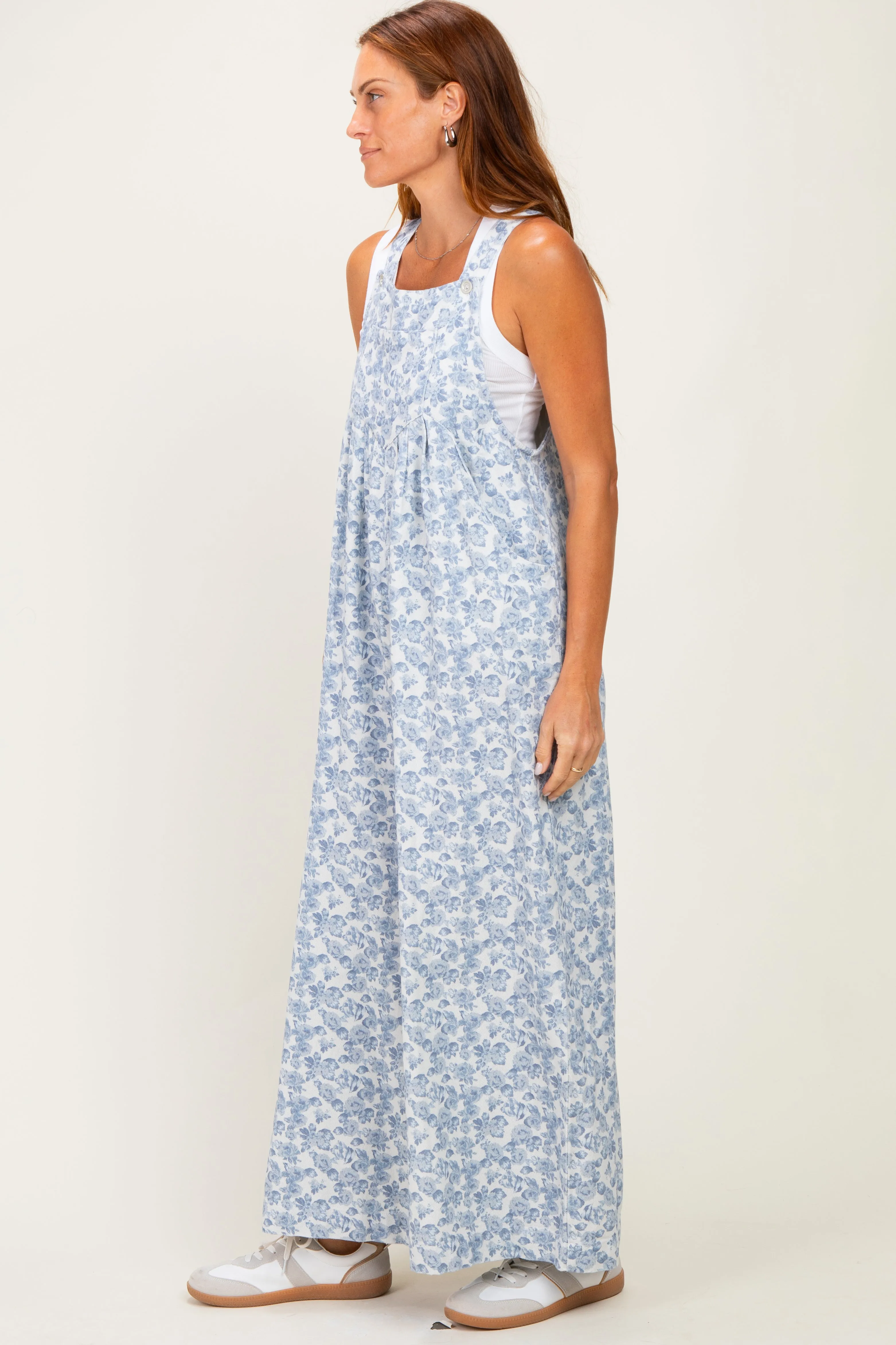 Denim Floral Twill Overalls sold by Pinkblush product image thumbnail 2