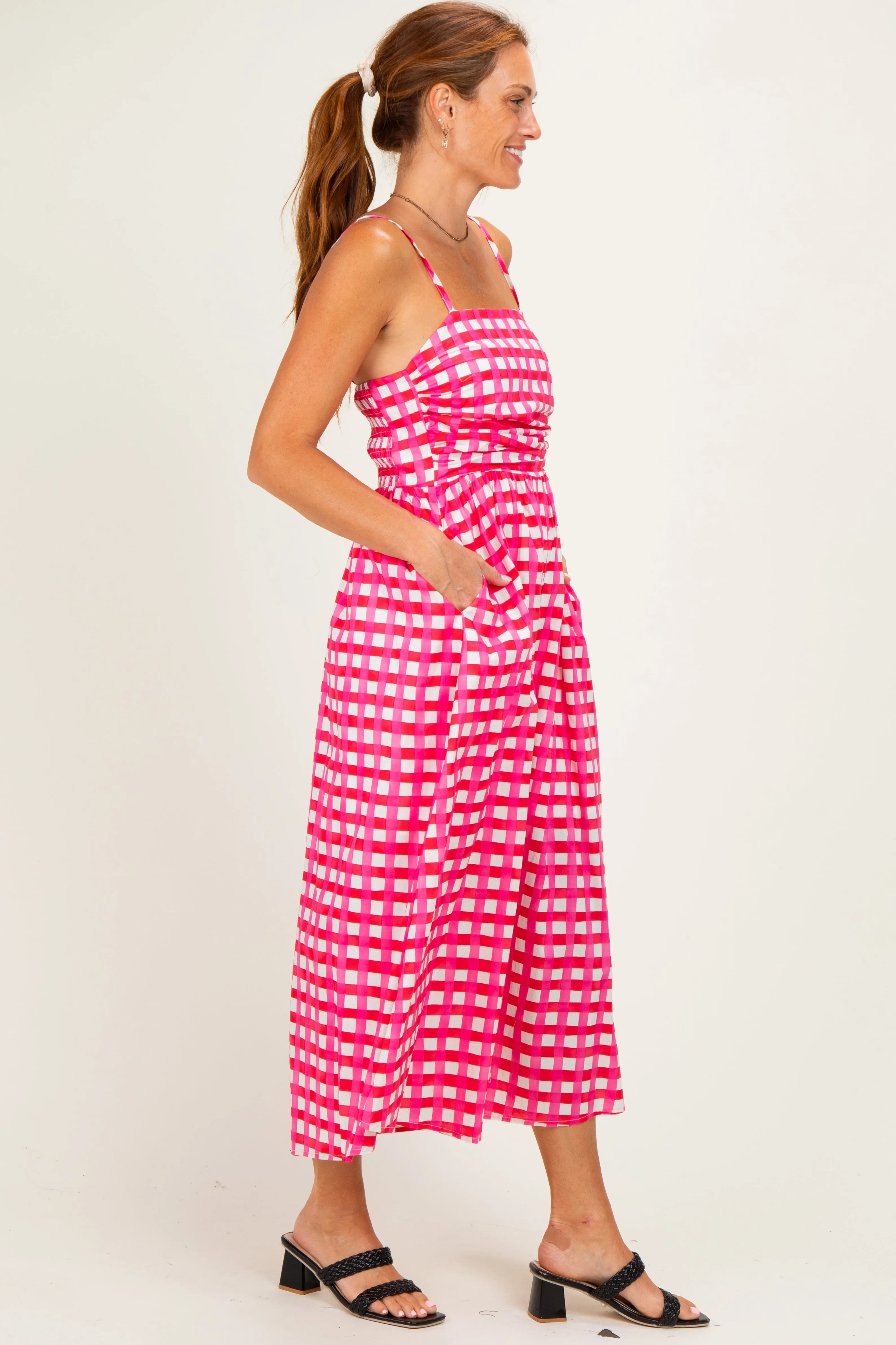 Hot Pink Gingham Midi Dress sold by Pinkblush product image thumbnail 2
