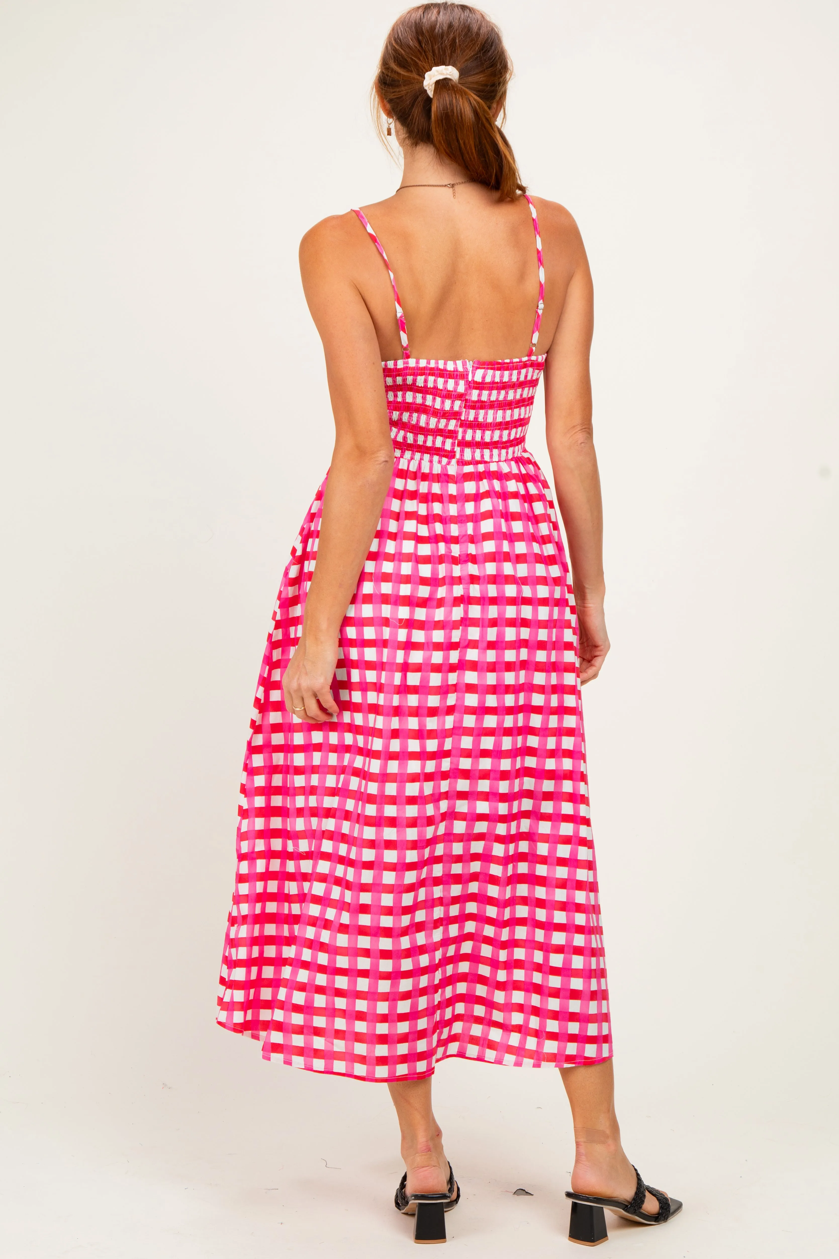 Hot Pink Gingham Midi Dress sold by Pinkblush product image thumbnail 3
