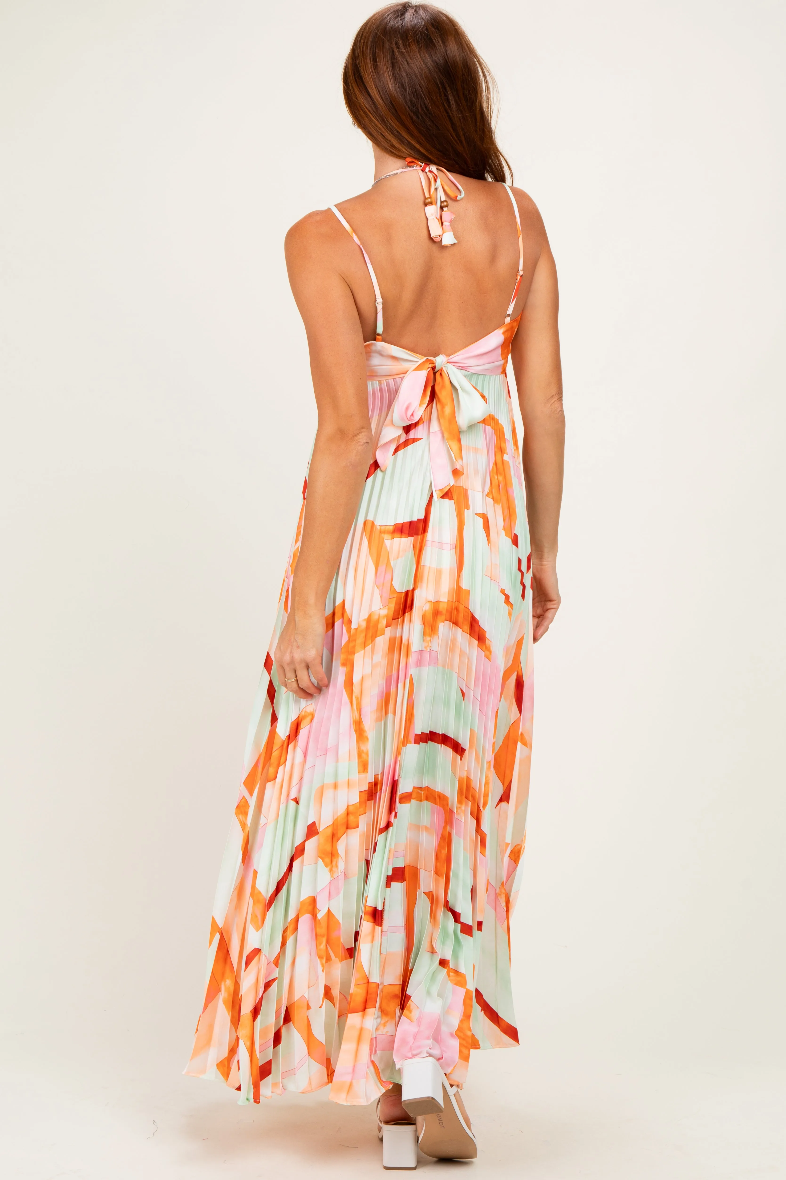 Multicolor Pleated Halter Cutout Maxi Dress sold by Pinkblush product image thumbnail 4