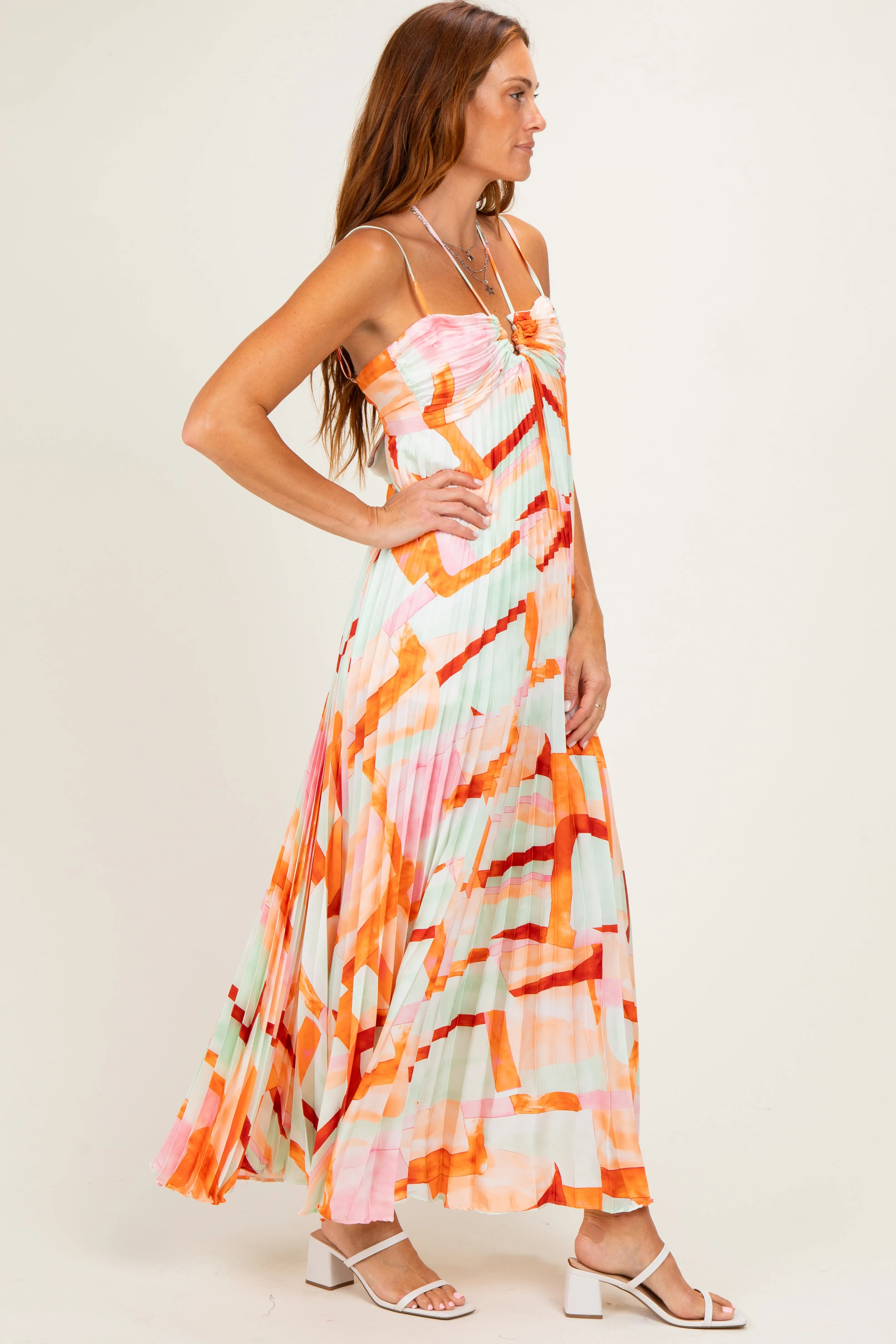 Multicolor Pleated Halter Cutout Maxi Dress sold by Pinkblush product image thumbnail 2