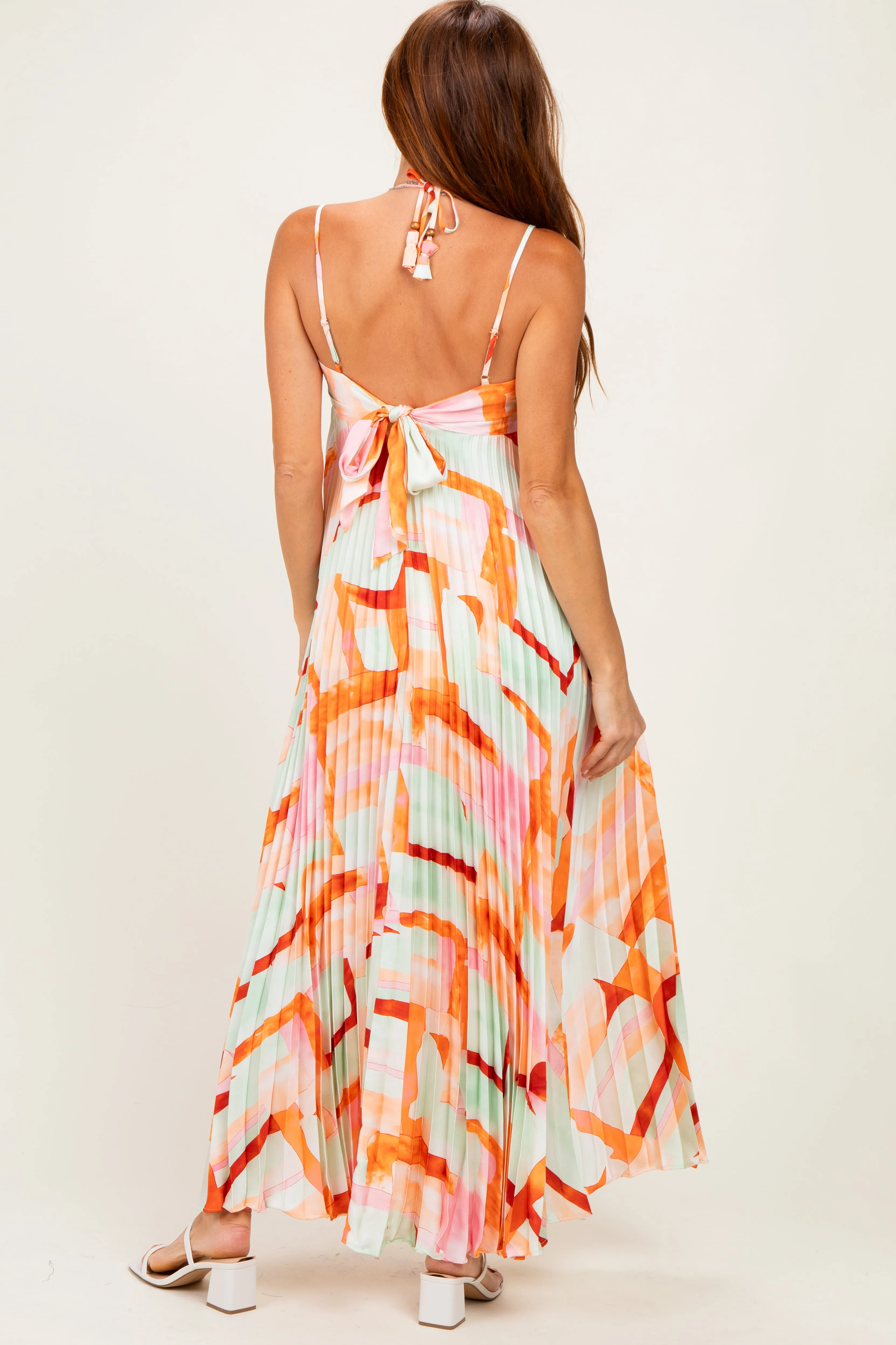 Multicolor Pleated Halter Cutout Maxi Dress sold by Pinkblush product image thumbnail 3