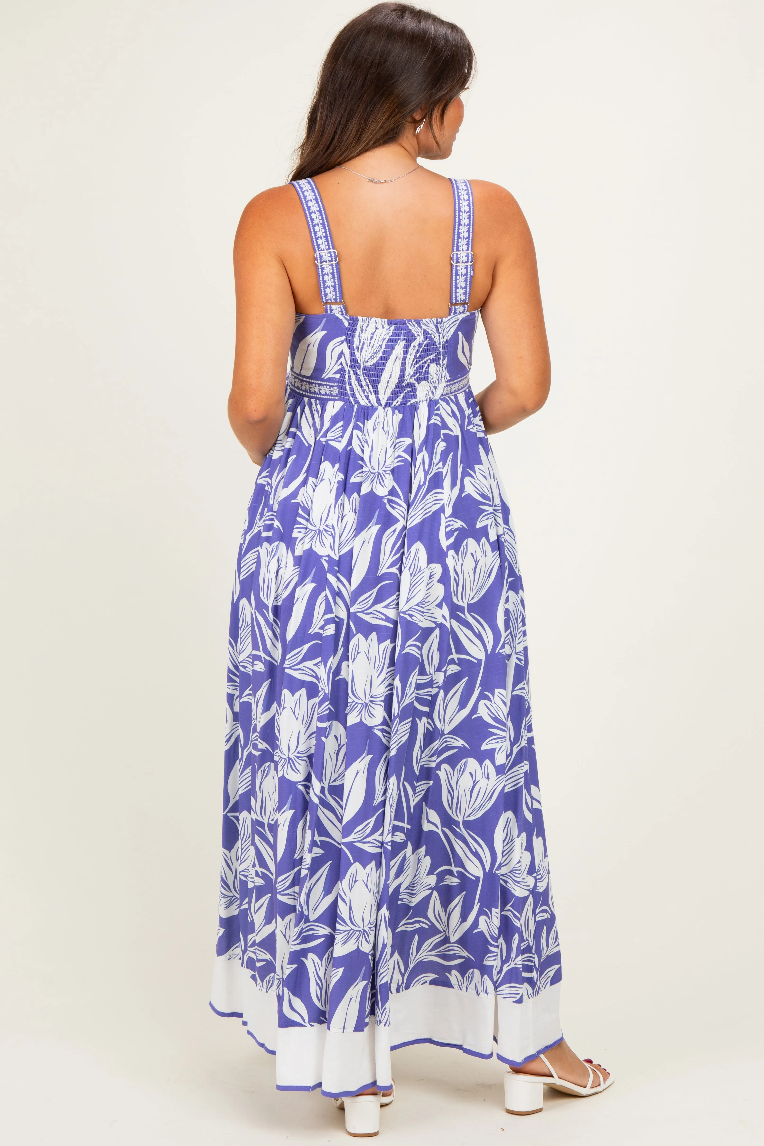Indigo Mixed Floral Sleeveless Maternity Maxi Dress sold by Pinkblush product image thumbnail 3