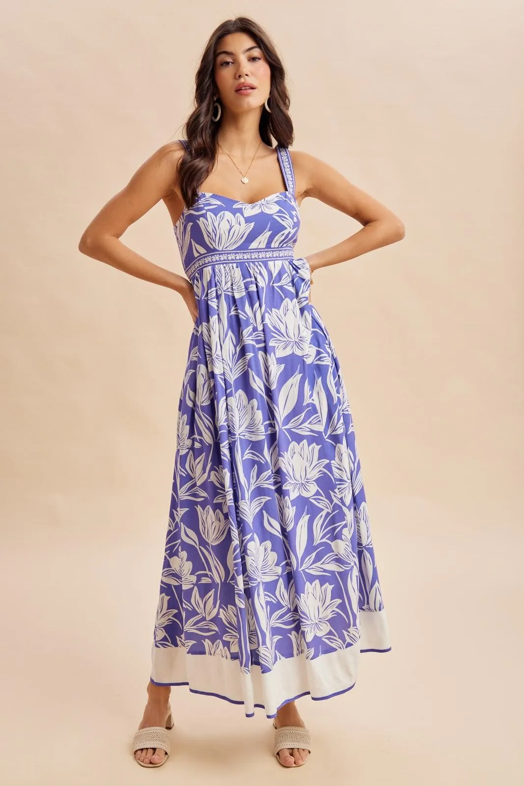 Indigo Mixed Floral Sleeveless Maternity Maxi Dress sold by Pinkblush product image thumbnail 4