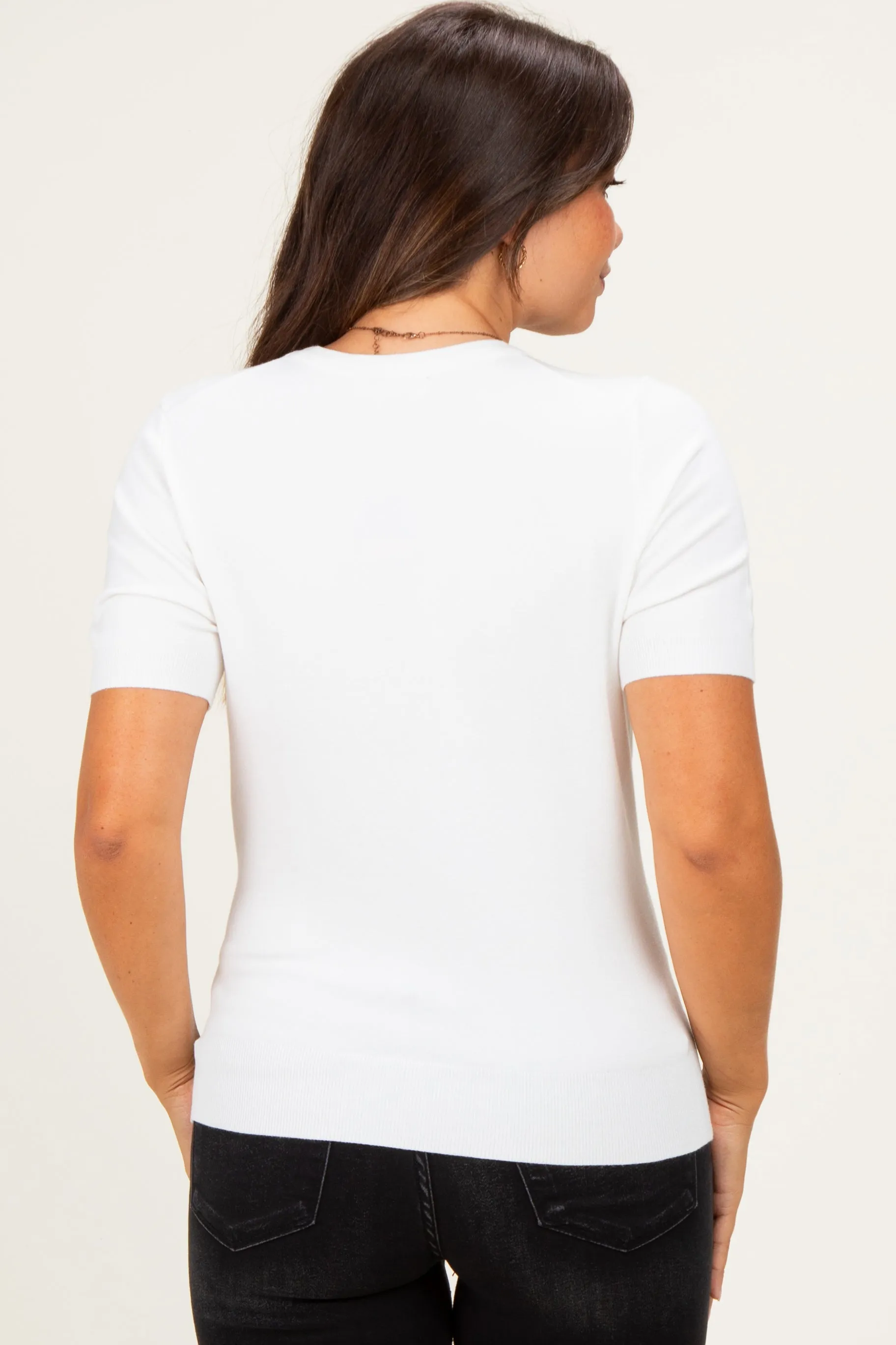 Ivory Basic Short Sleeve Maternity Sweater Top sold by Pinkblush product image thumbnail 4