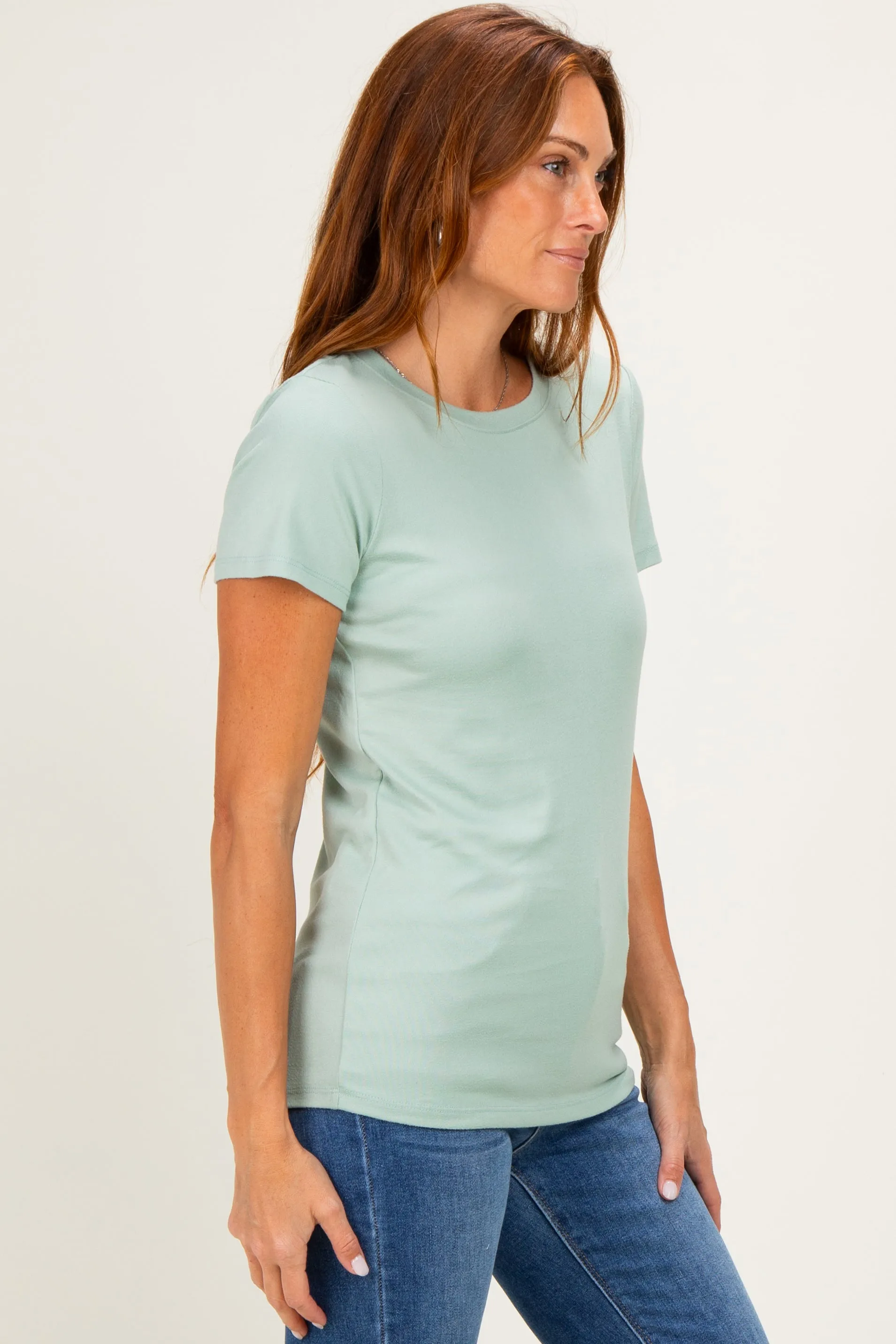 Mint Basic Crew Neck Tee sold by Pinkblush product image thumbnail 3