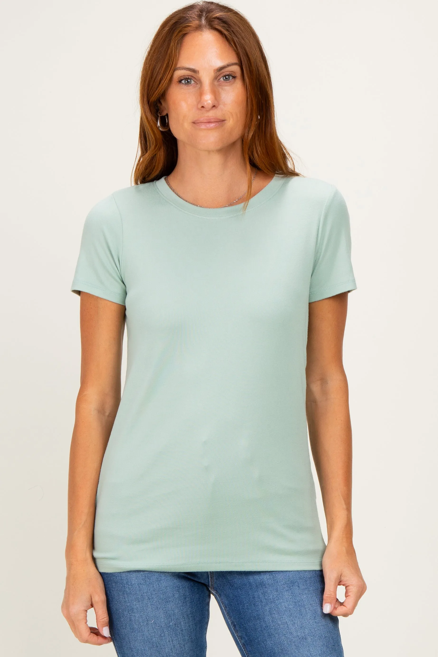 Mint Basic Crew Neck Tee sold by Pinkblush