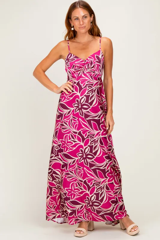 Berry Floral Sleeveless Maxi Dress made by Flying Tomato